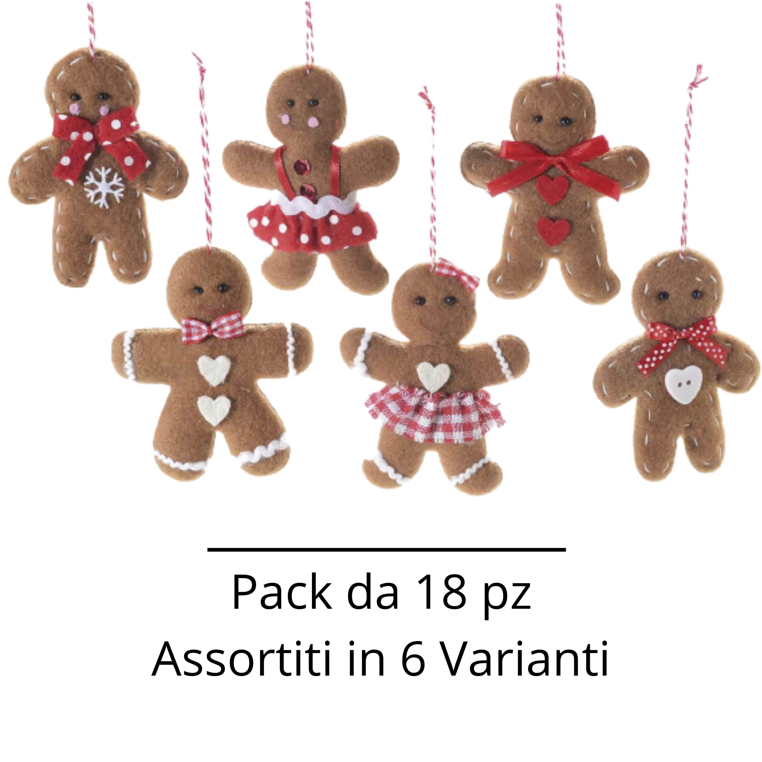 Set 18 decorazioni Natalizie da appendere a forma di omini pan di zenzero in stoffa imbottita decorazioni per il Natale