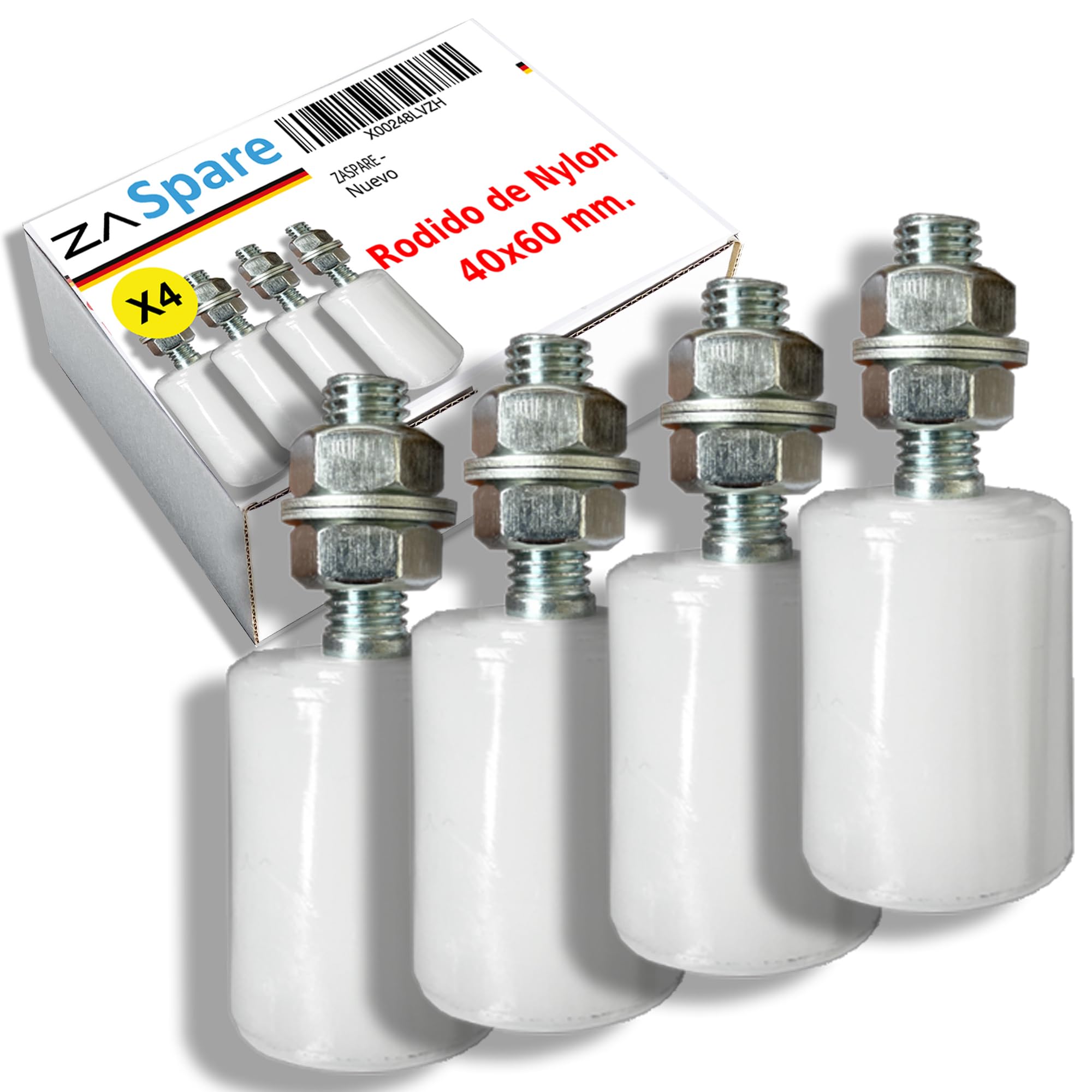 Guide Portail Coulissant 40X60 Galet Portail Coulissant, Galets en Nylon pour Portes de Garage et Autres Applications (40X60 (PACK 4))