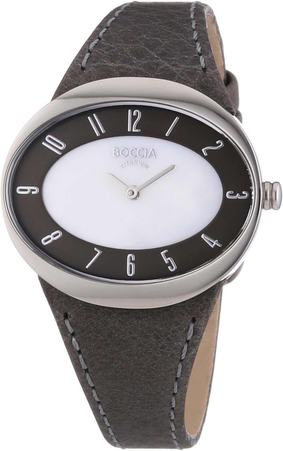 Women's Quartz Watch with White Dial Analogue Display and Brown Leather Strap B3165-15