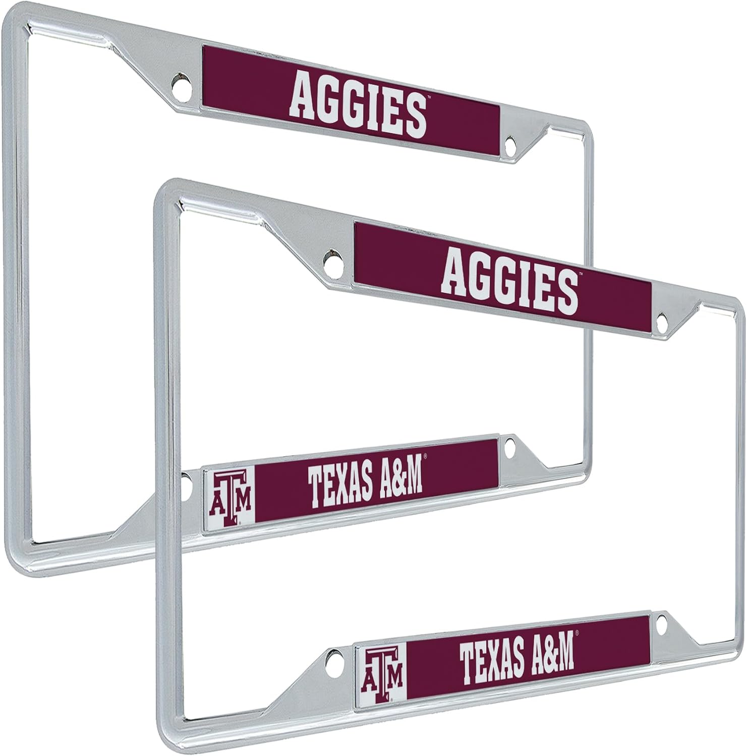 Desert Cactus Texas A&M University Car Accessories Metal License Plate Frame for Front or Rear of Car (Mascot 2 Pack)