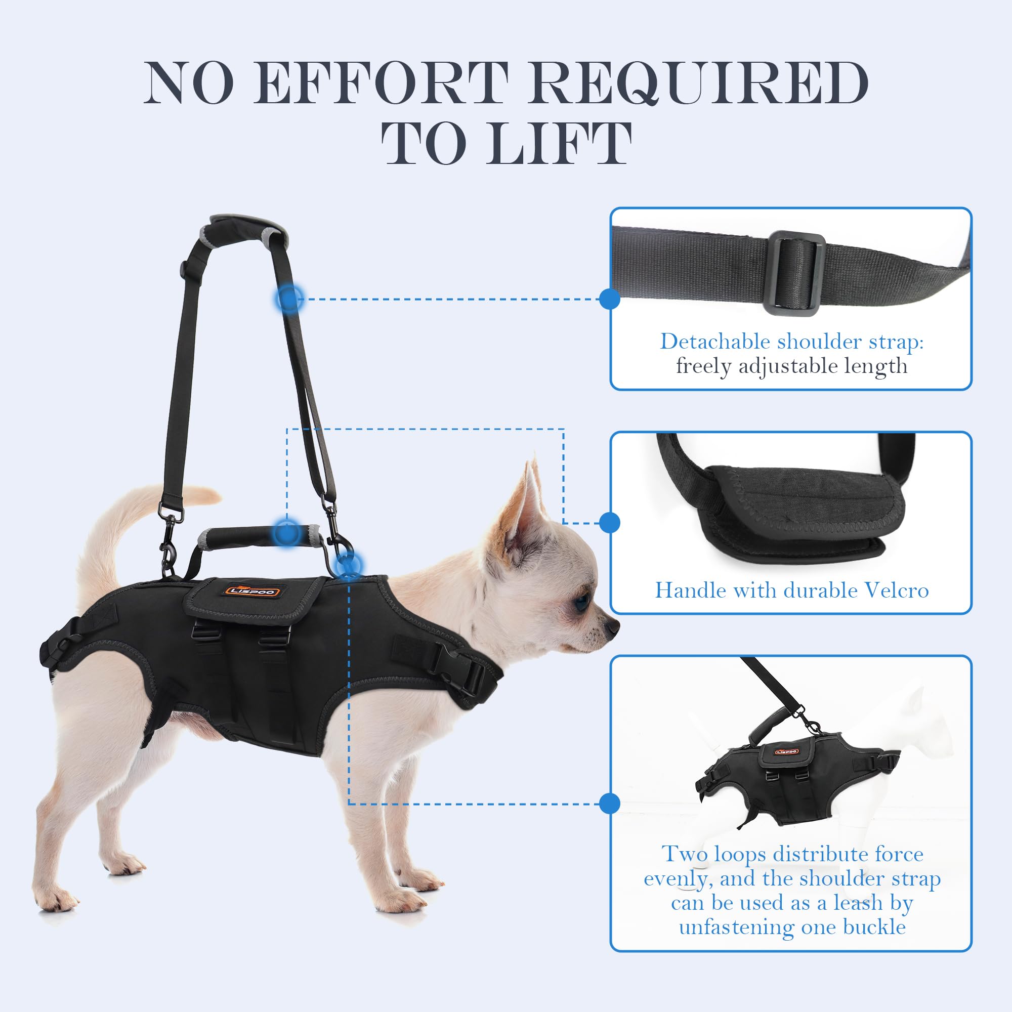 Arnés de cuerpo completo para perros mayores, tela Oxford, talla L
