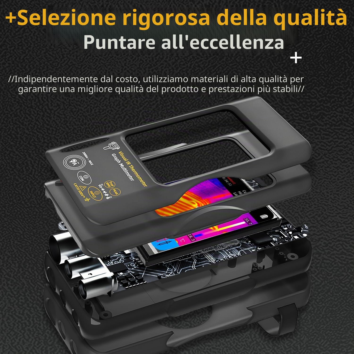 BSIDE SH7 Termocamera Multimetro 320×320 Risoluzione con 20000 conteggi Multimetro 3,98'' TFT Touchscreen 25Hz Termocamere infrarossi (-20℃-1300℃) con 15 tavolozze termiche TRMS Auto-Ranging Tester