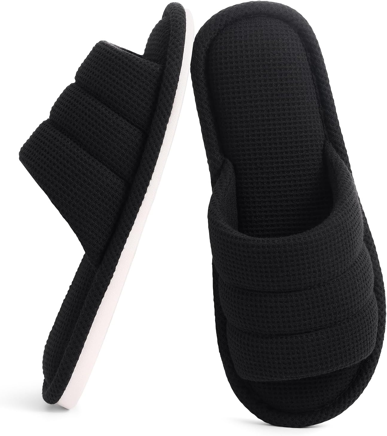 Summer House Slippers for Women Men Breathable Waffle Indoor Slippers Slip-on Open Toe Home Shoes