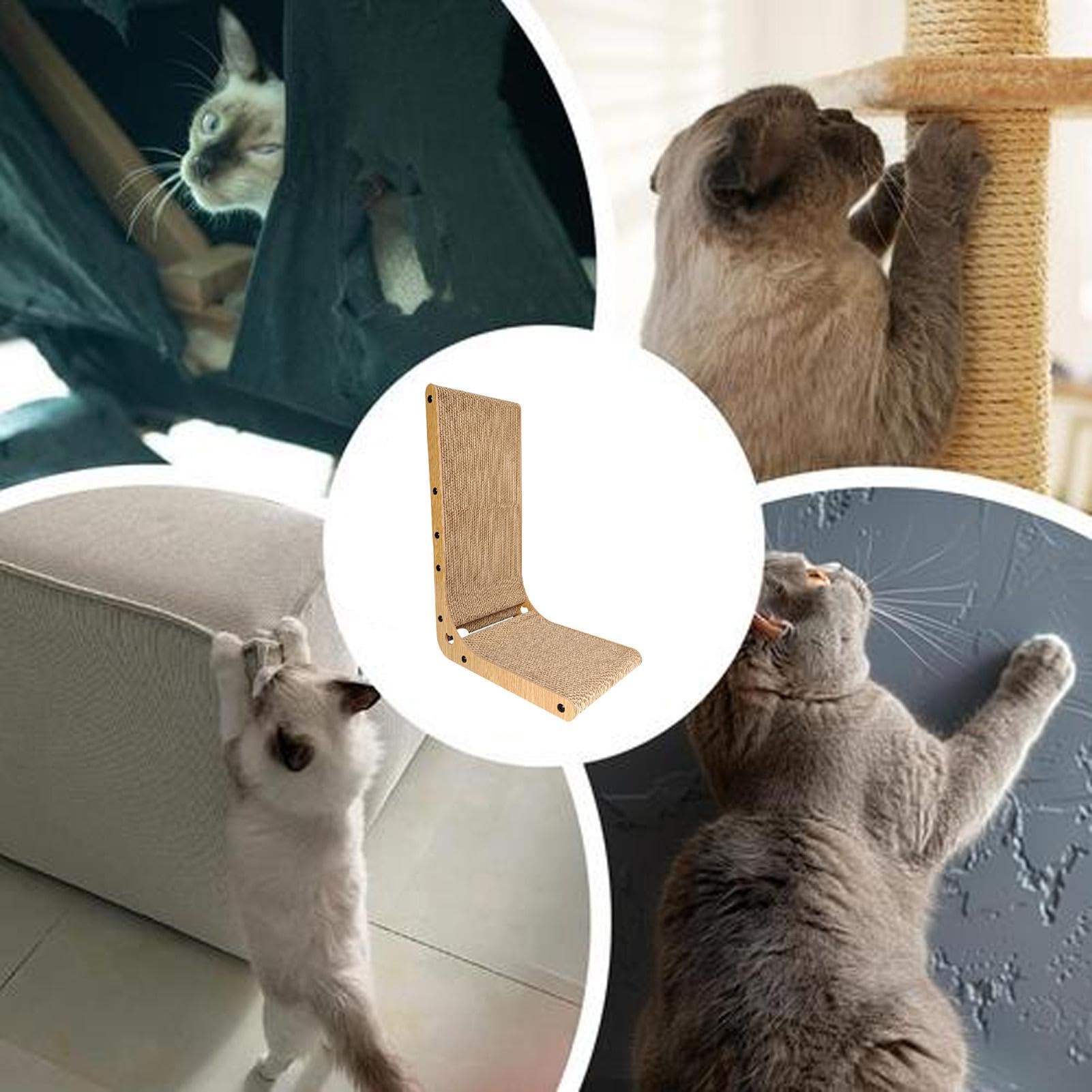 Cartón rascador para Gatos, cartón rascador en Forma de L, Accesorios para