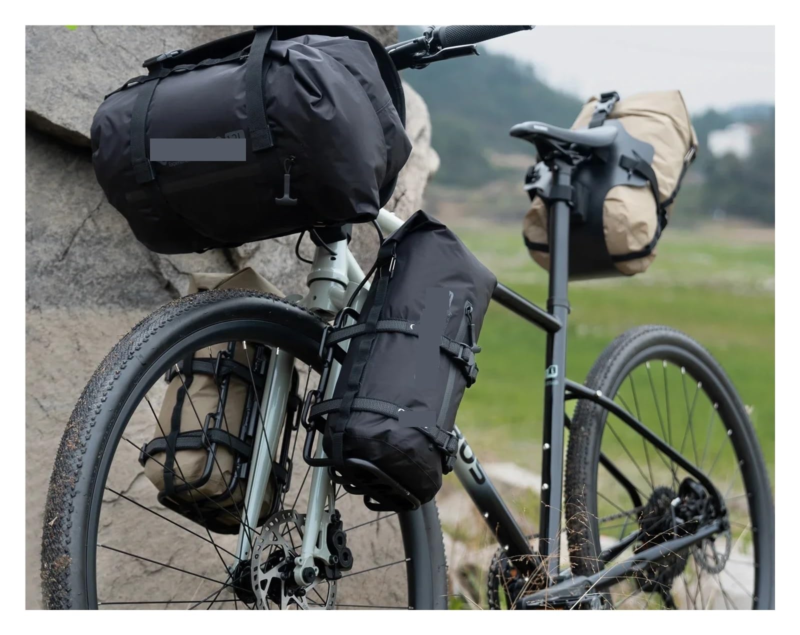 Bolsas for Bicicletas, Juego de Soporte for Manillar, Bolsa Estante compresión Impermeable y Ligera, Compatible con montaña Carretera(Combo 2)