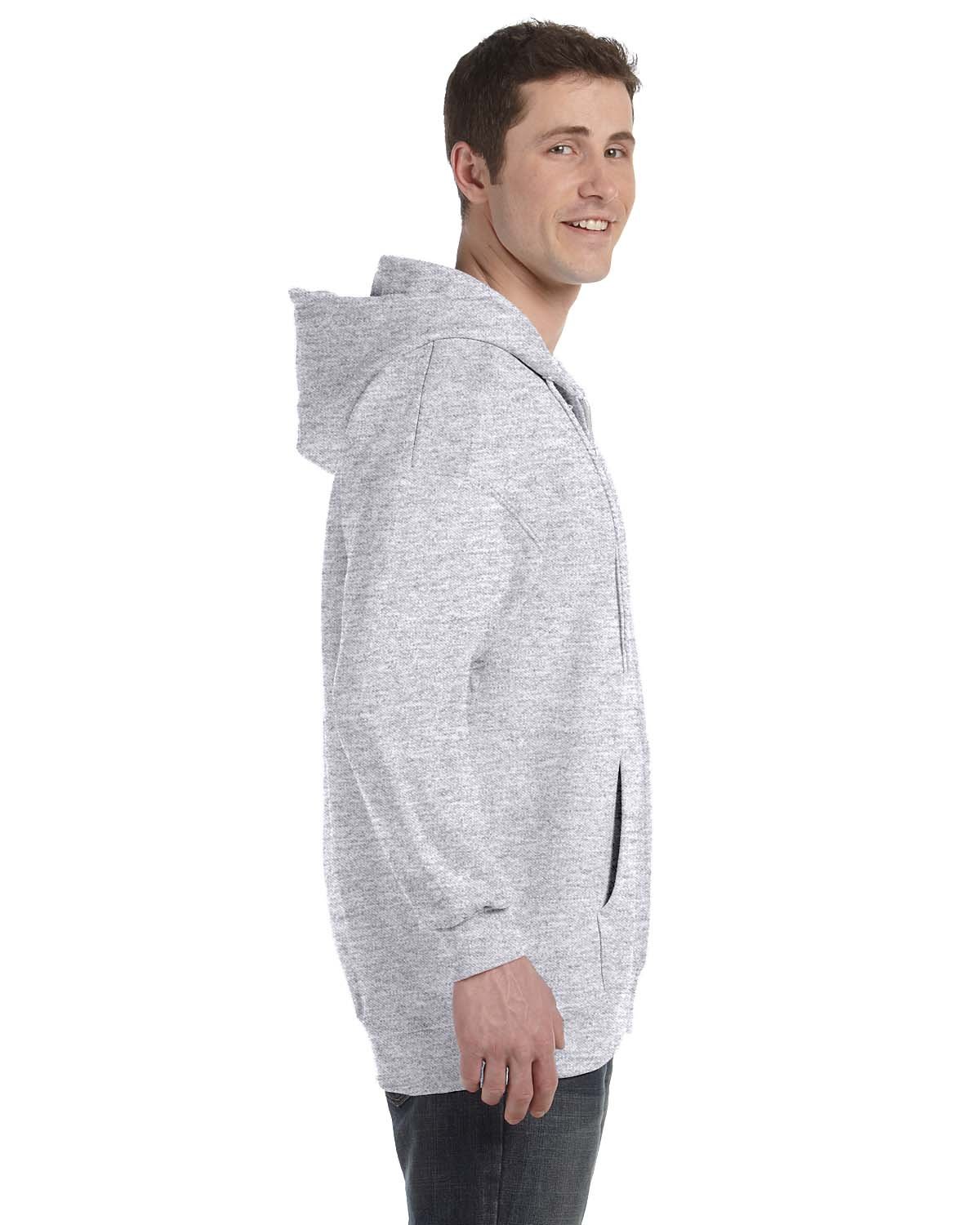 Hanes Męska bluza z kapturem na zamek błyskawiczny, męska bluza polarowa z zamkiem błyskawicznym, Popiół, 3XL