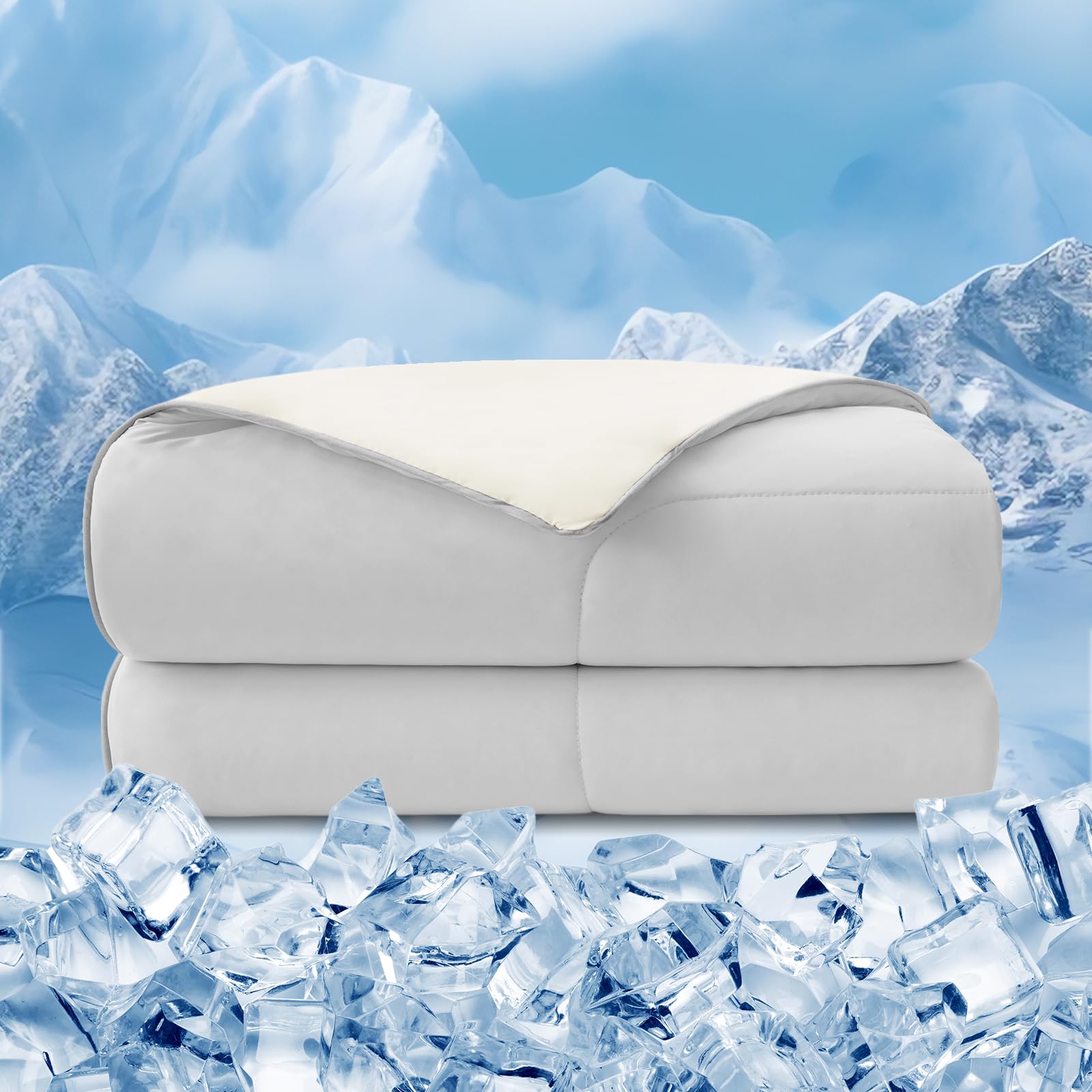 EMME Kühldecke Sommerdecke Kühlend - Doppelseitig Kühlende Decke Arc-Chill Q-Max>0,45 Kühlende Bettdecke Dünne Steppdecke Cooling Blanket Kuscheldecke