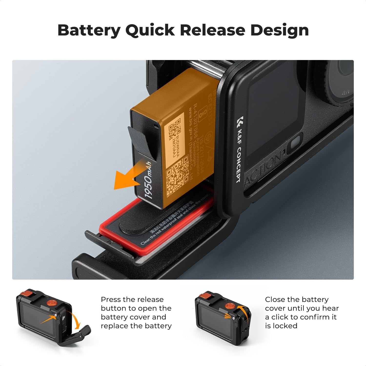 K&F CONCEPT Aluminum Alloy Camera Cage Compatible with DJI Osmo Action 6 Camera Accessories, Protective Cage Expansion Frame Case with Cold Shoe Mount | 1/4" Screw Adapter for Tripod, Selfie Stick - Image 5