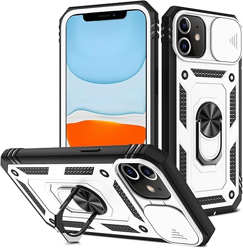 konyaoo Funda compatible con iPhone 11, iPhone 11 Pro, resistente 3 en 1, protector de cámara con anillo giratorio de 360 grados, compatible con