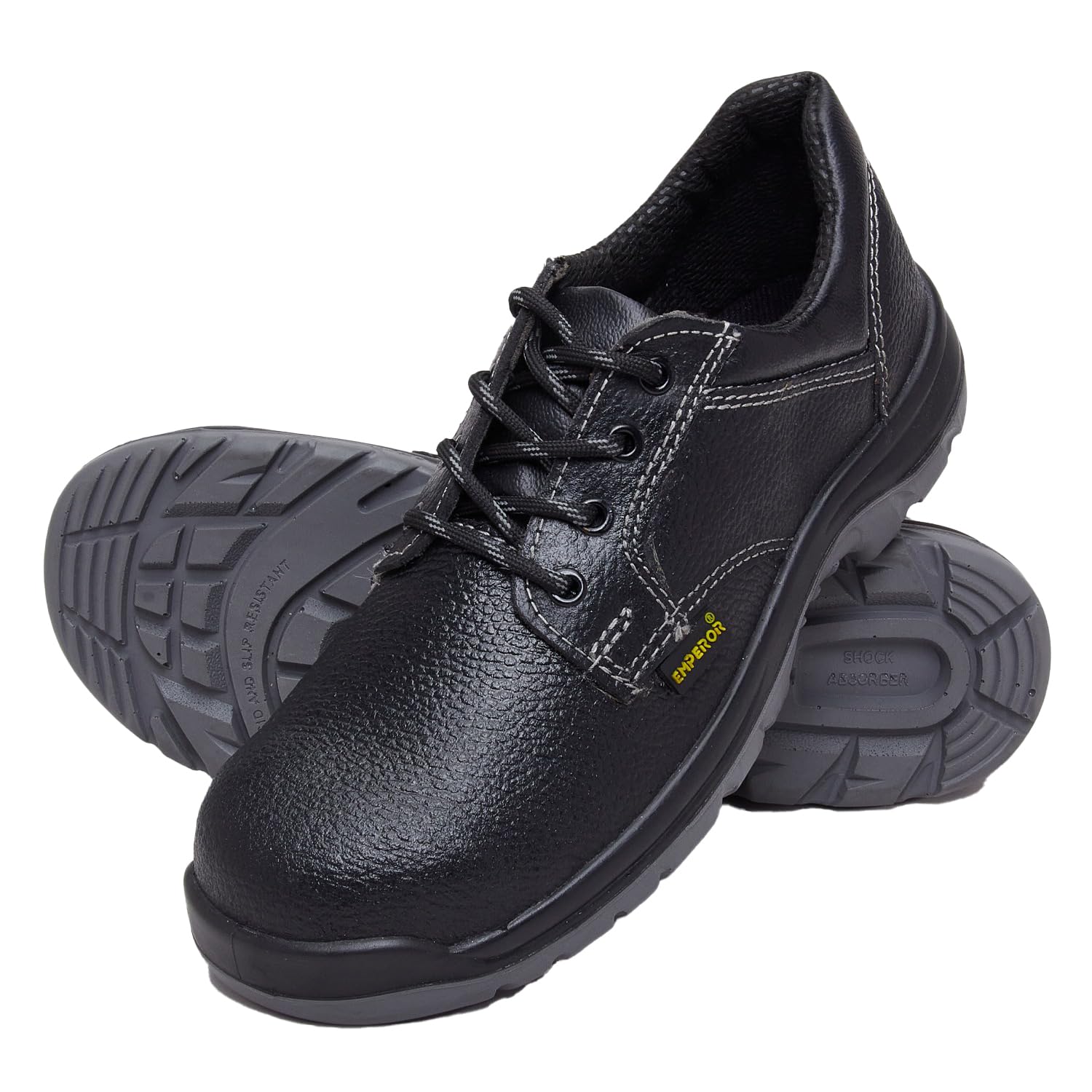 Czar : Black Lightweight Safety Shoes for Men - Genuine Leather, Steel Toe, Anti-Skid, Abrasion Resistant Dual Density (Size 10) (Set of 1)-image-3