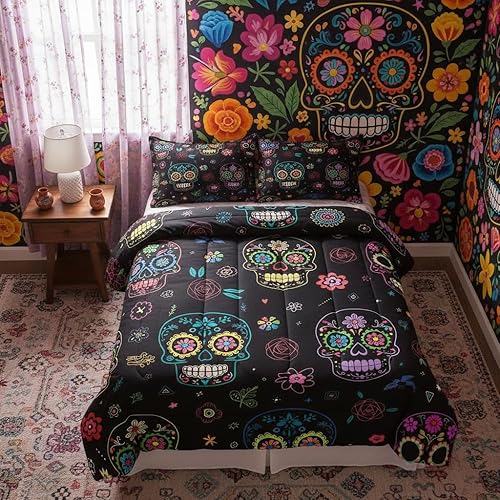 Miniatura 17 de Manfei Juego de ropa de cama Groovy de los años 70 para niños y niñas, juego de edredón retro con margaritas para todas las estaciones, tamaño