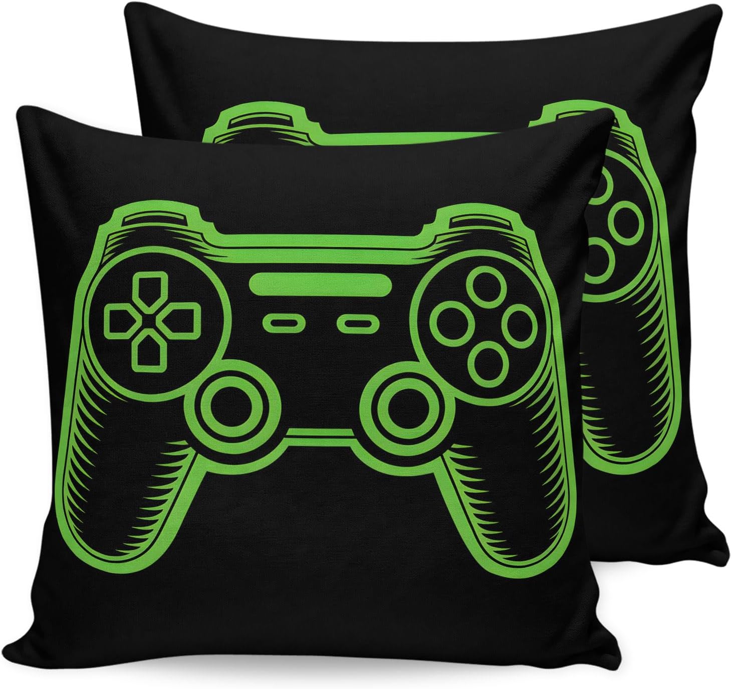 24 x 24 Inch Pillow Covers Set of 2, Green Game Controller Decorative Throw Pillowcases for Couch Sofa Bed, Modern Art Gaming Handheld Black Microfiber Square Cushion Covers for Living Room Home Decor