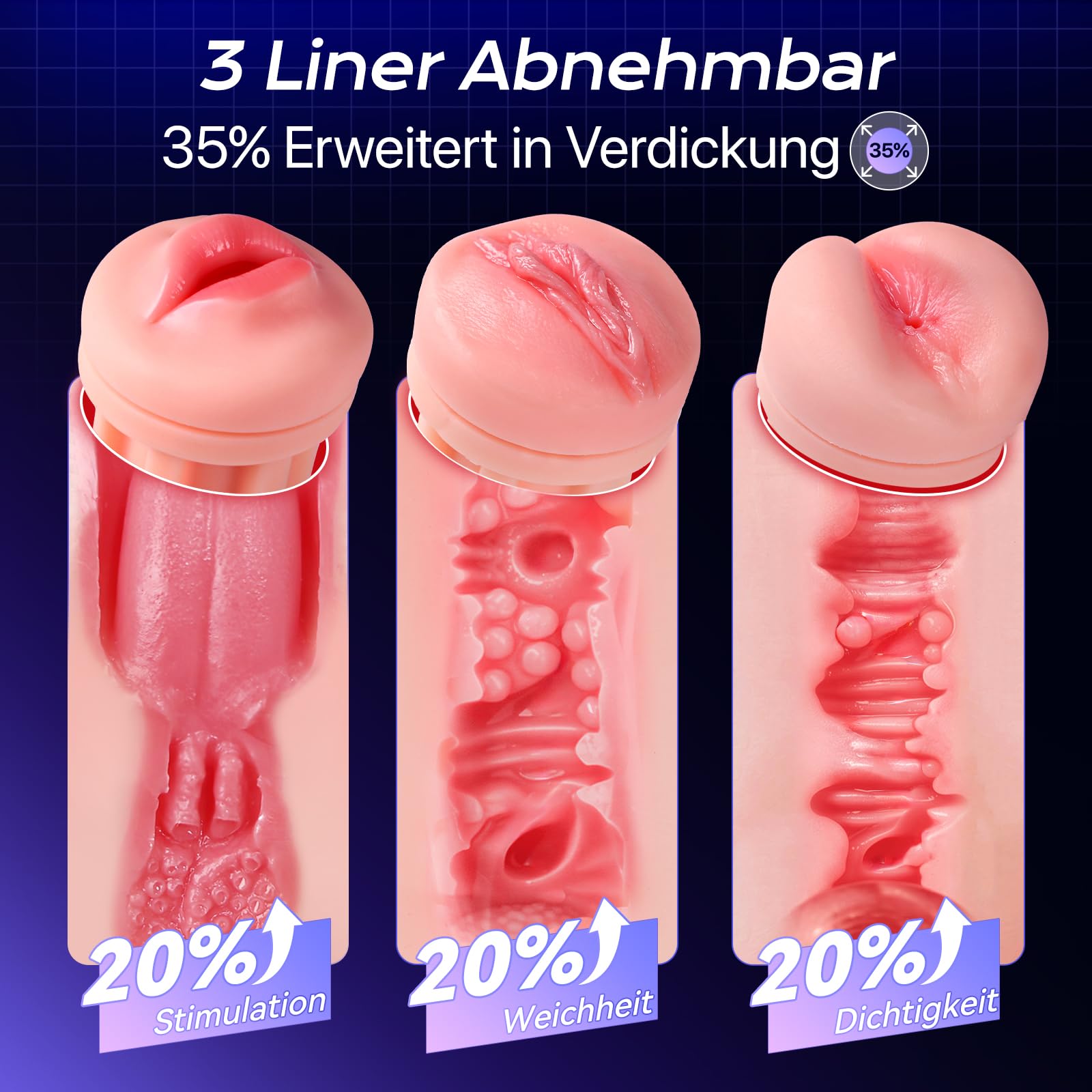 Tauara Masturbator Sex Spielzeug für die Männer, Masturbieren für Männer mit 3 Liner Abnehmbare, APP Masturbatoren mit 9 Vibration und 9 Saugen Taschenmuschi Sexspielzeug Maschinen & Geräte