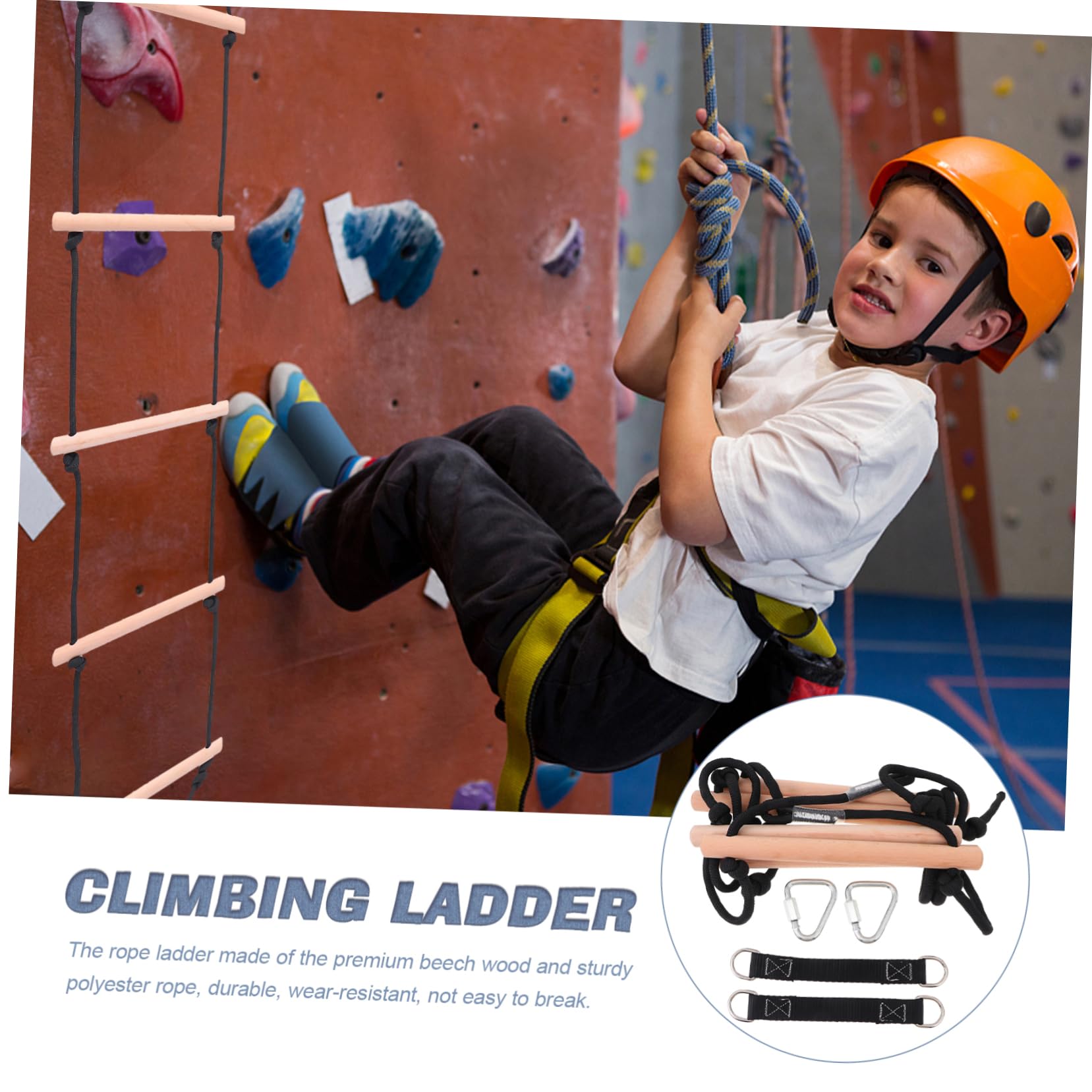 Sosoport Wooden Kids Climbing Toy Ladder Swing Rope Ladder Outdoor Plaything for Boys Girls