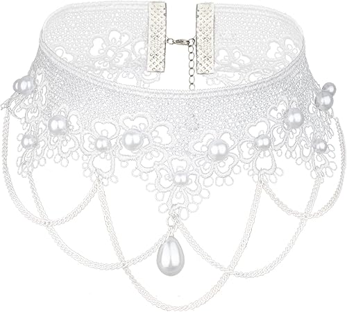 Alphyly Neries Gargantilla de encaje negro, accesorios de joyería gótica, elegante collar gótico gótico para mujeres y niñas, cosplay de Halloween