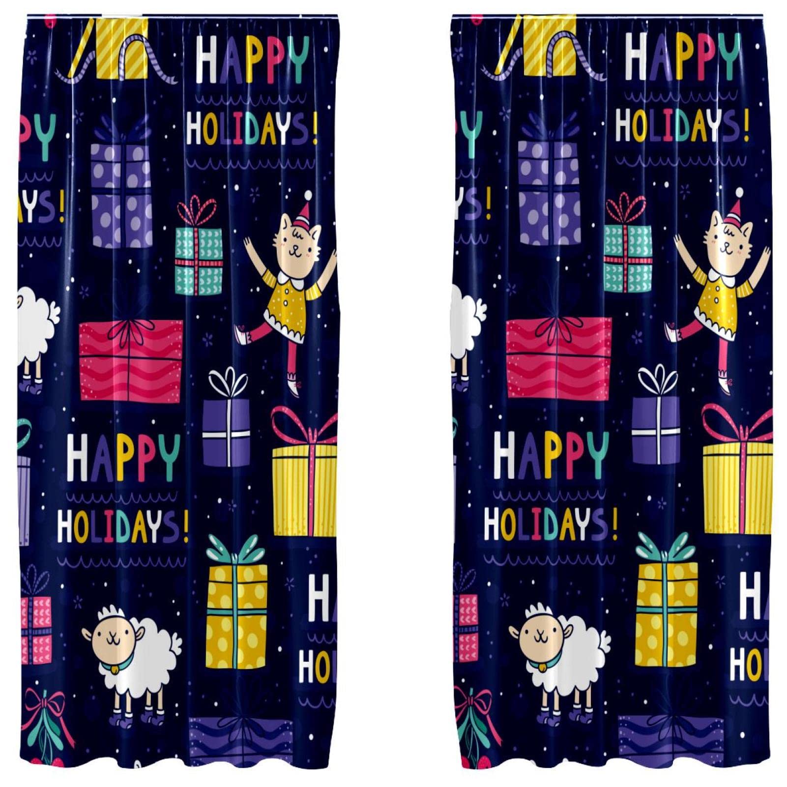 Rideaux de Noël motif mouton grand format 140x213cm habillage fenêtre