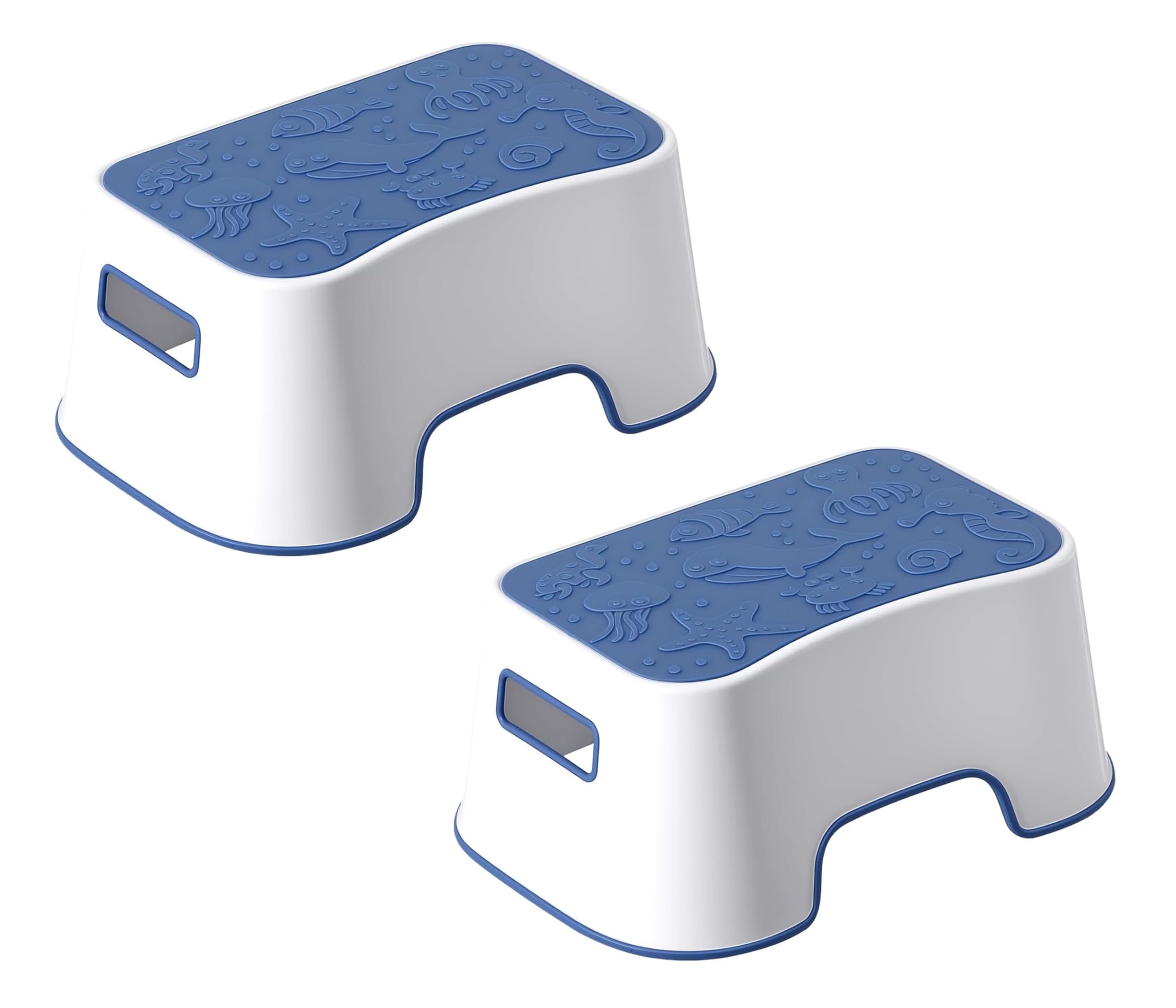 Tritthocker für Kinder, niedliches Design und rutschfester Kinder-Tritthocker mit versenkten Griffen, tragbarer Fußhocker für Küche, Waschbecken und Toilette, Töpfchentraining