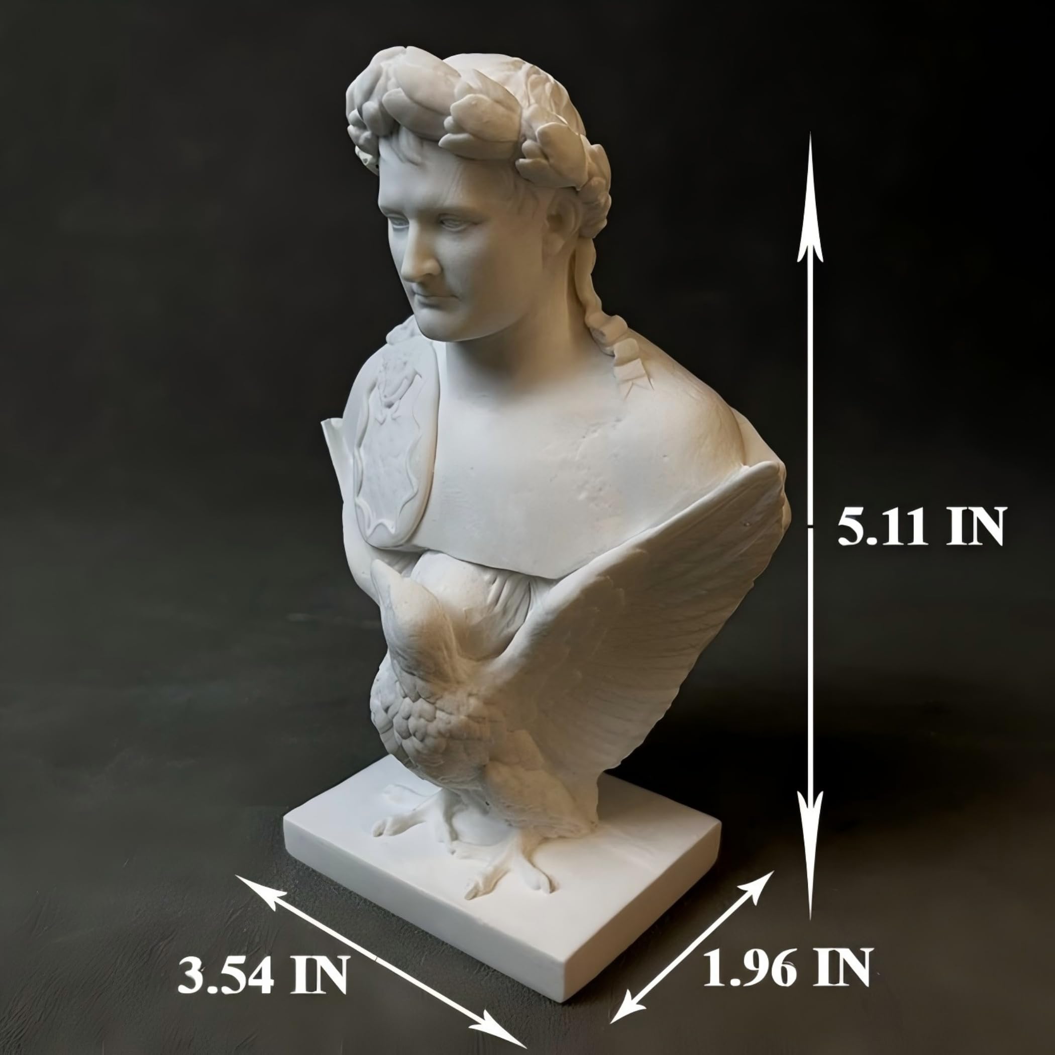 Klasyczny posąg popiersia dowódcy wojskowego – biała figurka z gipsu z orłem na cokole, miniaturowa europejska rzeźba historyczna do wystroju domu i biura, zaby