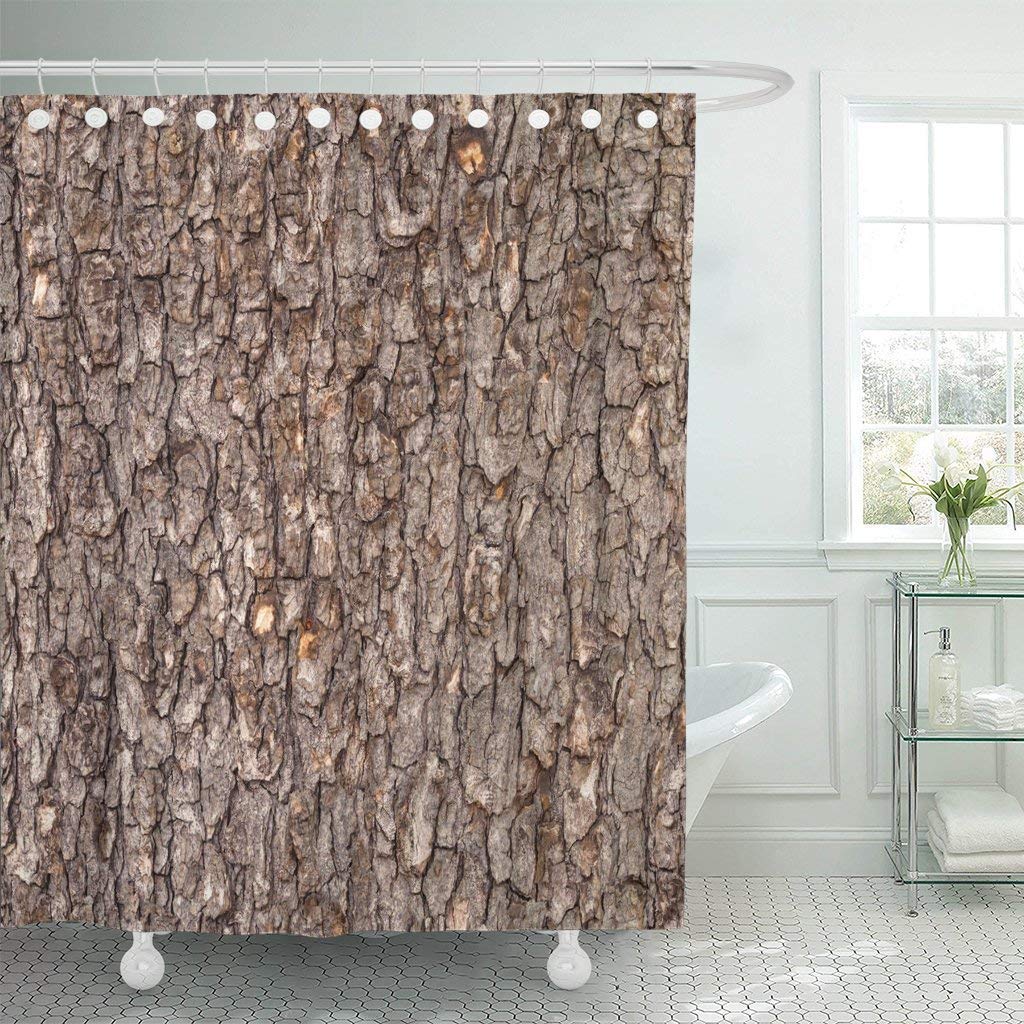 GOOESINGWaterproof Shower Curtain Curtains Beige Pine Tree Bark Brown Tileable of The Old Trunk Wood Weathered Abstract Aging Decorative Bathroom