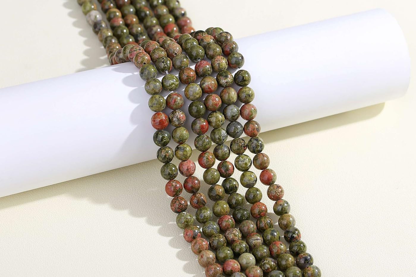 XIANNVXI Unakite Beads for Jewellery Making 8mm Crystal Stone Round Beads for Crafting 47 Pcs, V - Unakite - Image 3
