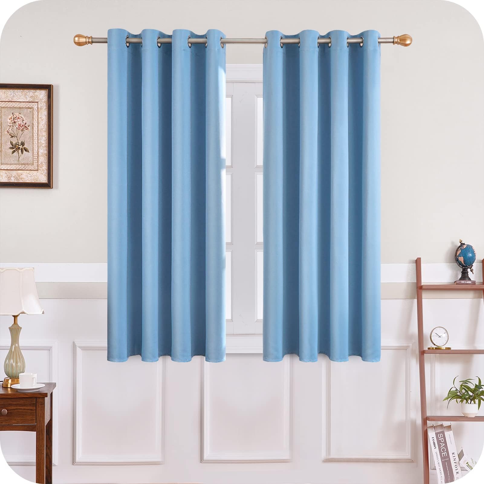 MRTREES Blue Blackout Eyelet Curtains - Image 2