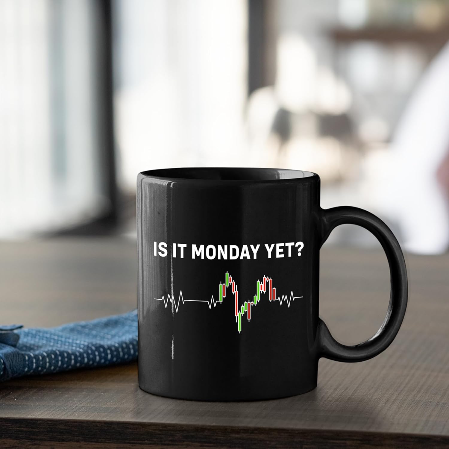 Panvola Is it Monday Yet Heartbeat Traders Gifts Investor Day Trading Stock Market Novelty Drinkware Ceramic Mug 11 oz (Classic, Black) - Image 6