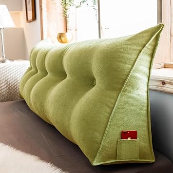 Triangular Reading Pillow Pillow Backrest Pillows Bed Rest Reading Pillows for Sitting in Bed Backrest Positioning Support Large Headboard Pillow SizeL120W20H50cm,ColorLight Green