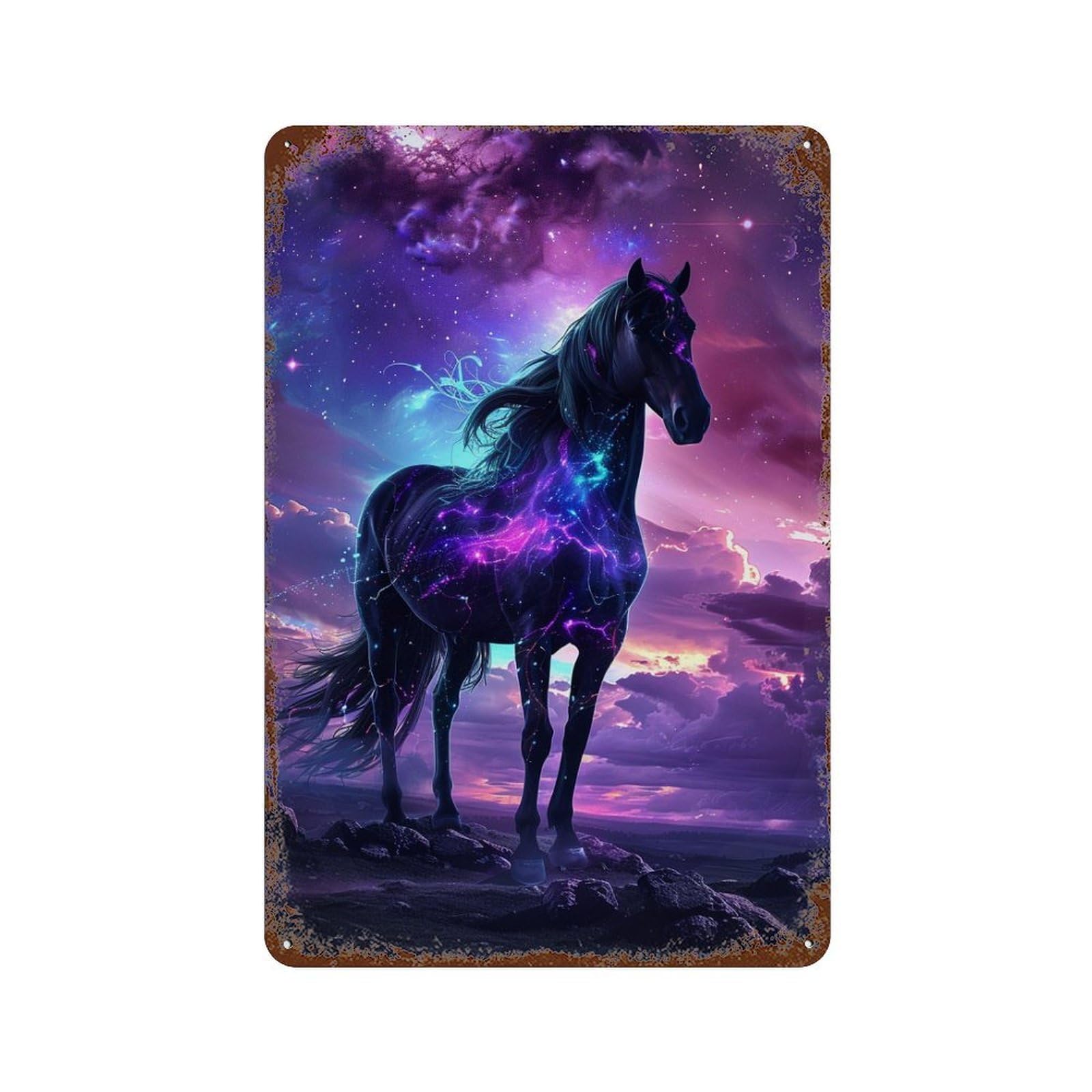 Galactic Horse Majesty -1 Decorative Tin Sign 11.8"x7.9", Vintage Wall Decor for Basement, Hobby Room And Garage Decor