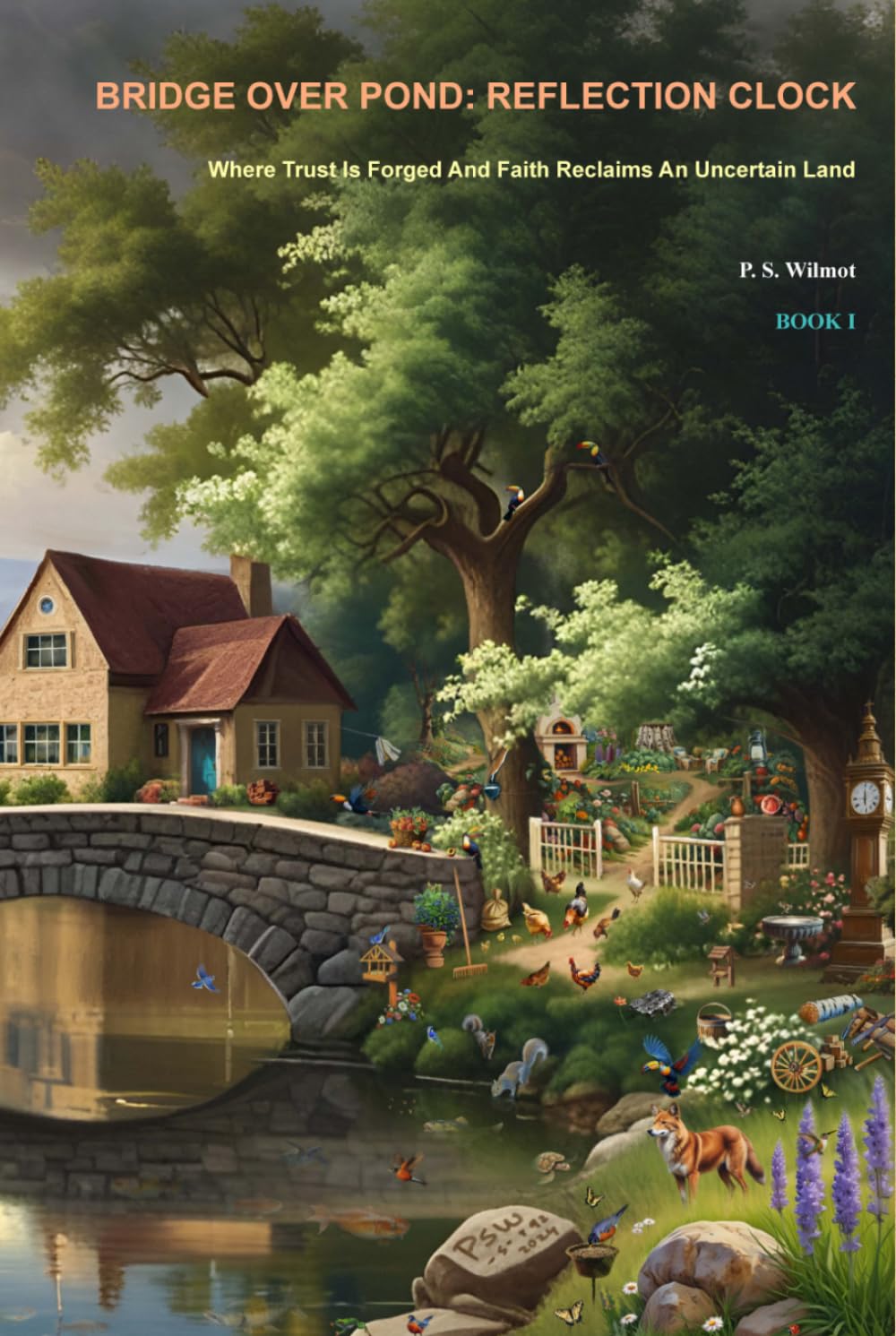 Bridge Over Pond" Reflection Clock: Where trust is forged and faith reclaims an uncertain land