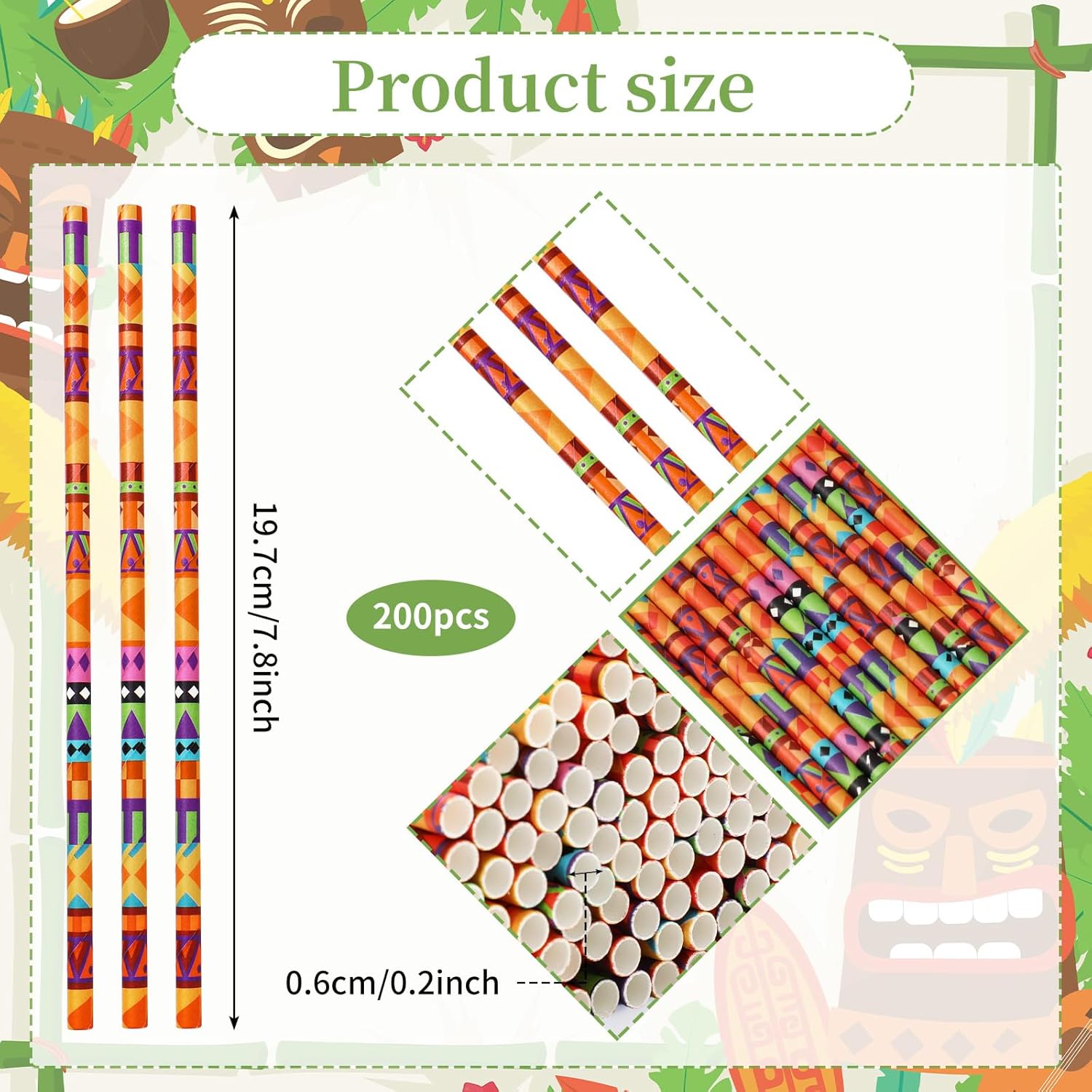 JarThenaAMCS 200Pcs Mexican Fiesta Paper Straws Mexico Cactus Drinking Straws Day of the Dead Colorful Stripe Flag Disposable Straw for Taco Wedding Halloween Supplies - Image 2