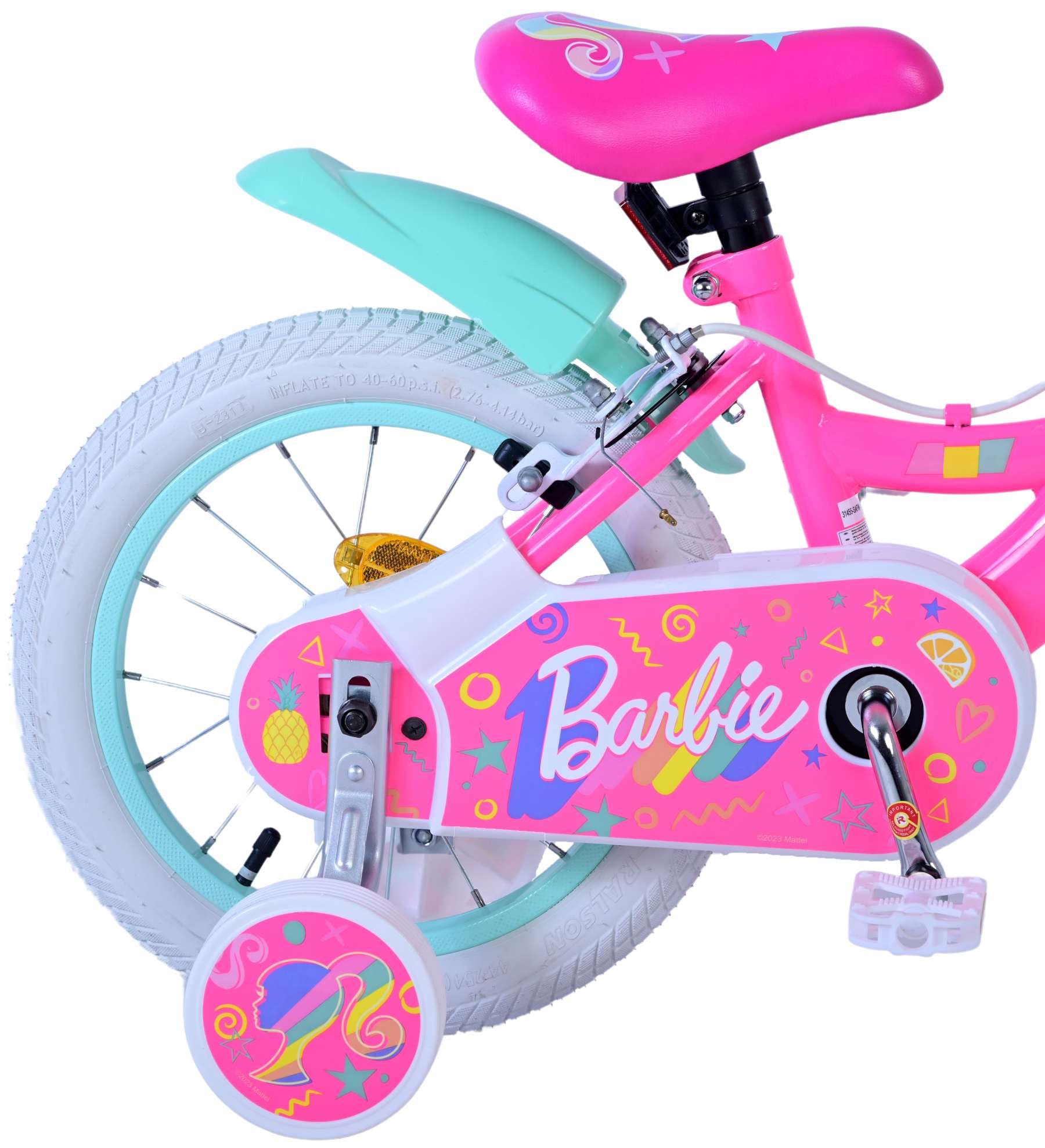 Volare Vélo Barbie pour enfant - Fille - 14" - Rose - Freins à deux mains