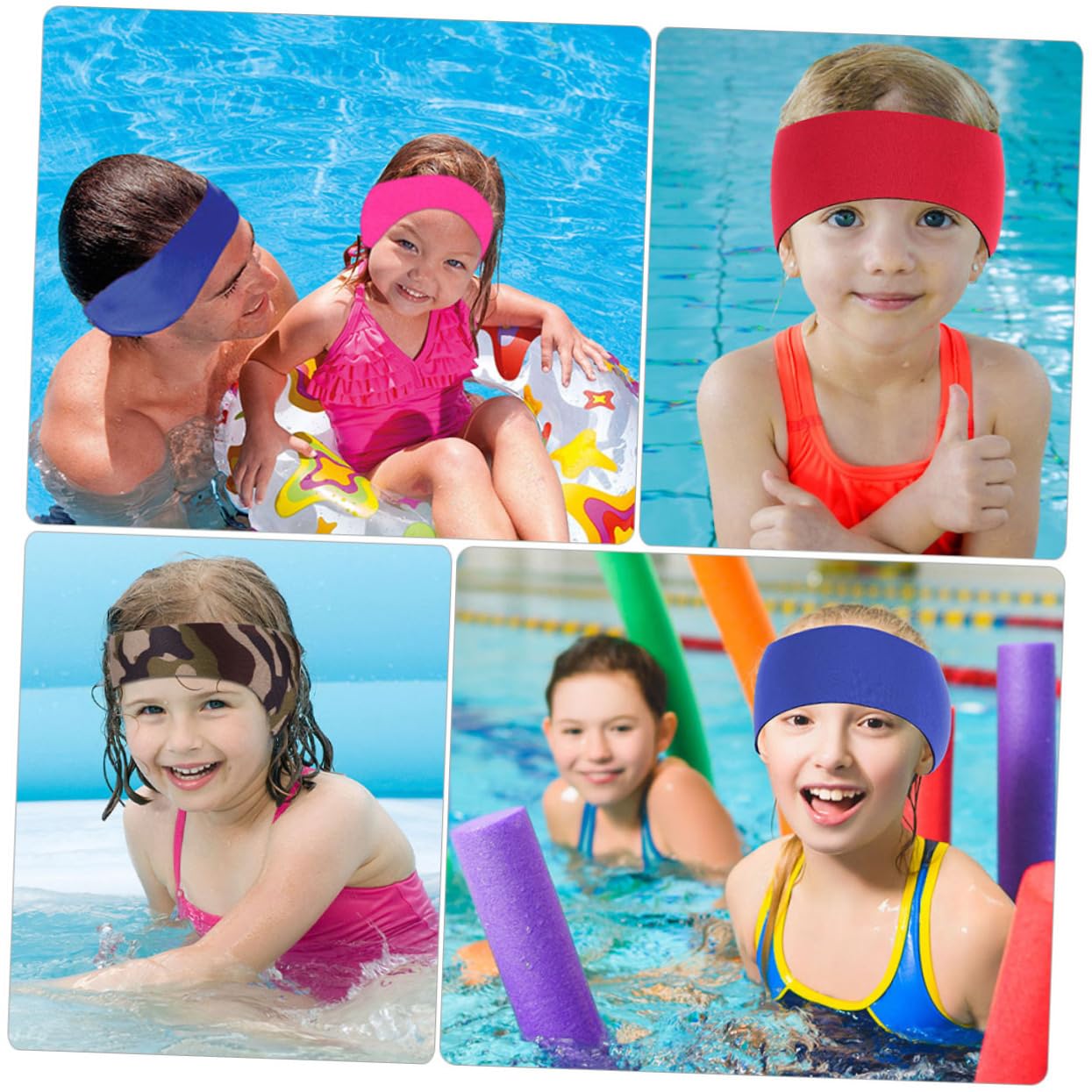 Toyvian 2 series Diadema Impermeable Con Protección Para Los Oídos Banda Para Las Orejas Para Nadar Diadema Para Deportes Acuáticos Diadema Para Natación Diadema 6 piezas x 2
