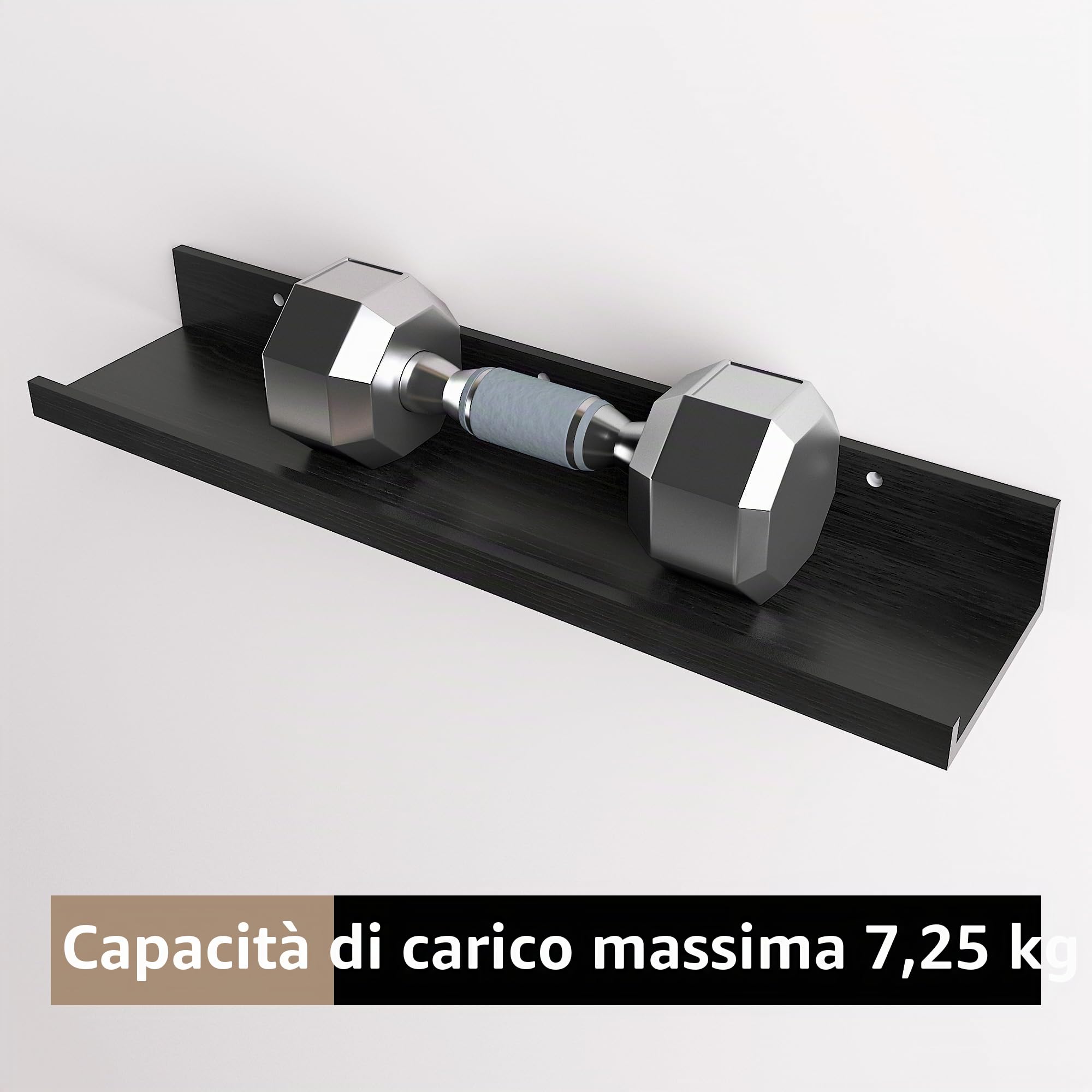 RLAVBL Mensola da Muro 60cm in Legno Nero,Salvaspazio per Casa,Set 5