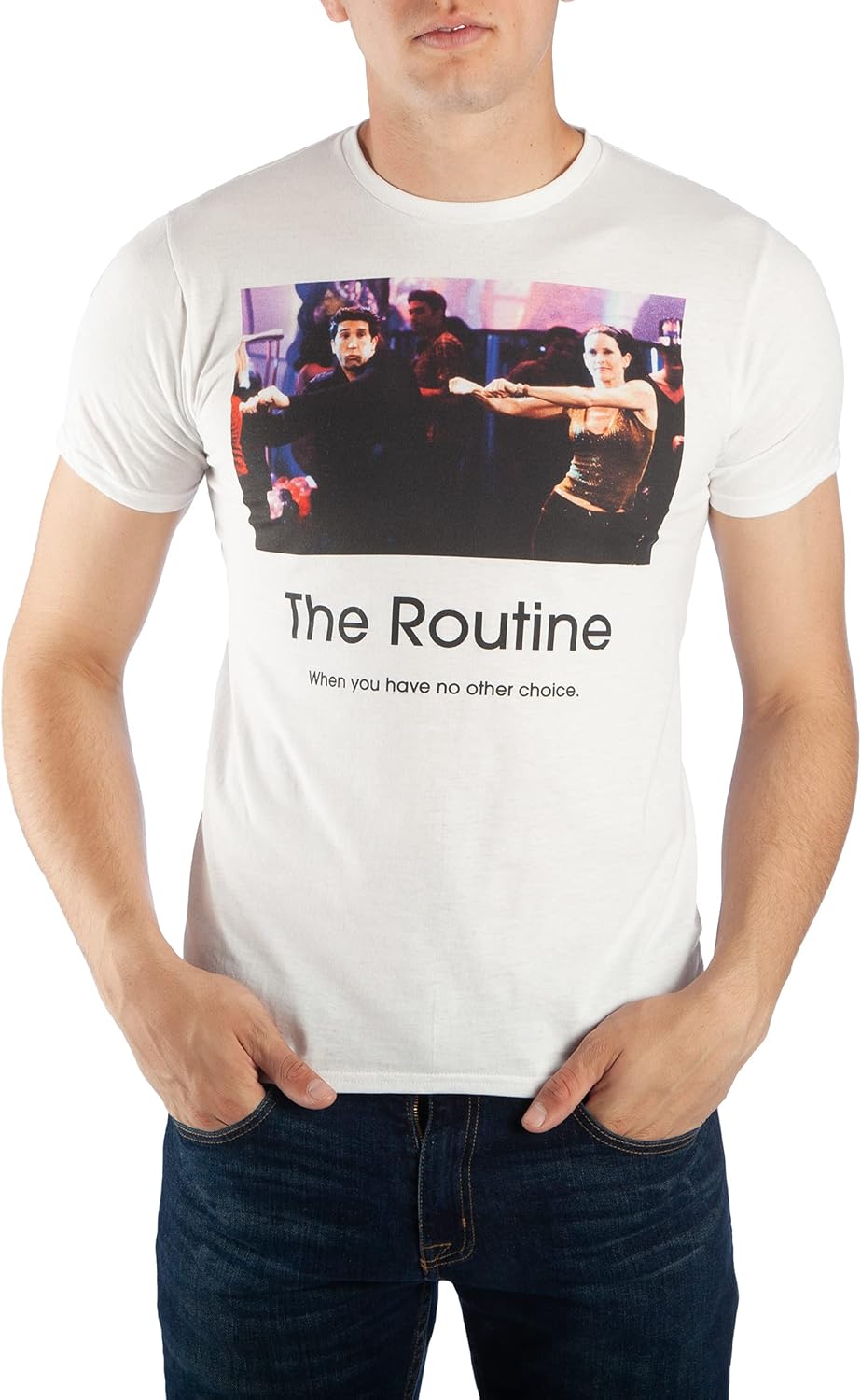 Bioworld Friends The Routine Men's White Crew Neck Tee