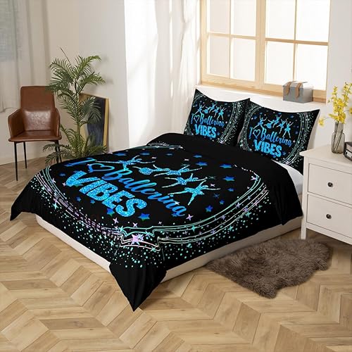 Miniatura 2 de Juego de ropa de cama de ballet para niñas, funda de edredón con purpurina de estrellas espaciales, cielo estrellado, funda de edredón brillante,