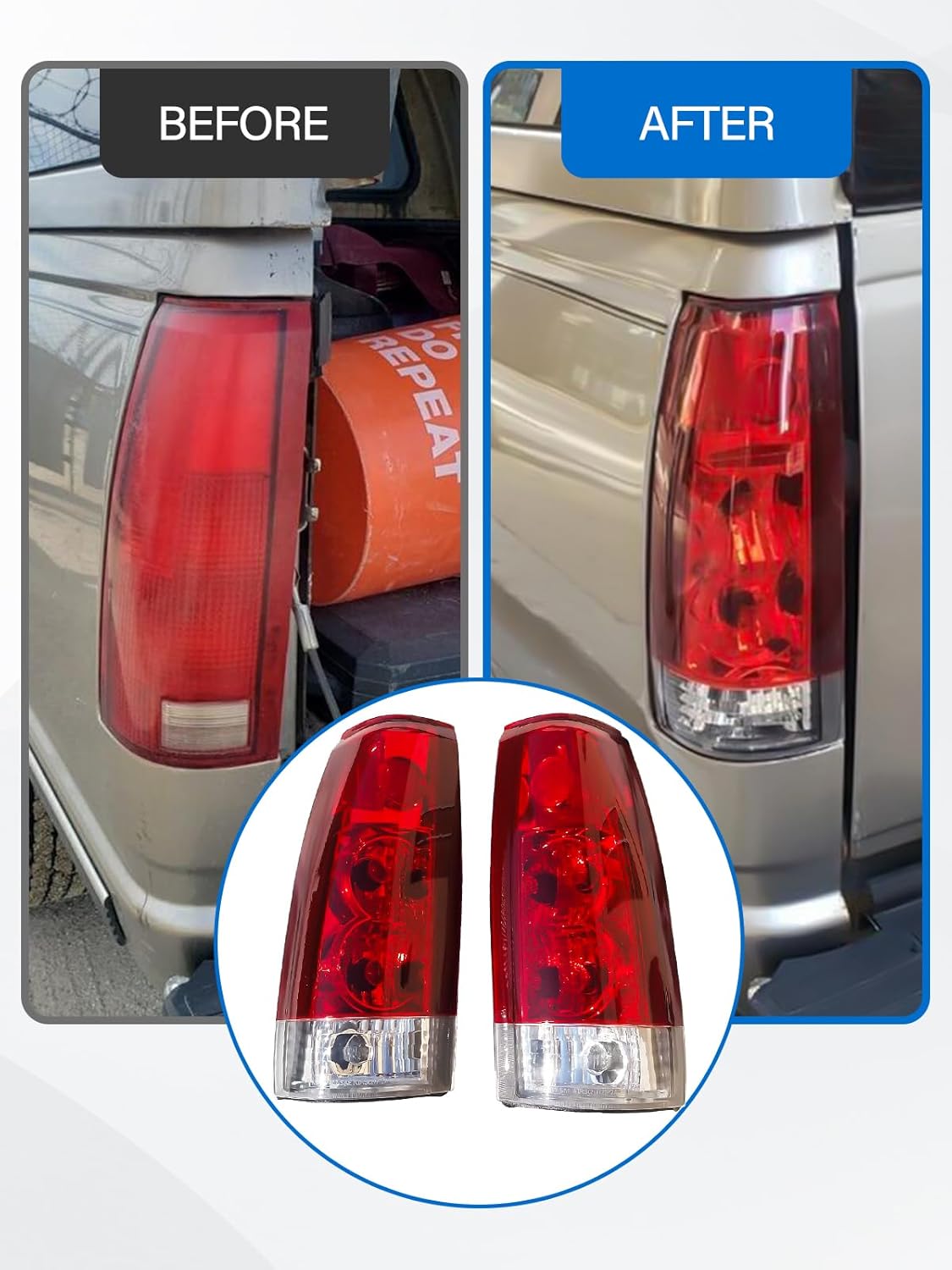 Tail Light Assembly Compatible with Chevrolet/GMC Silverado Sierra C/K Truck 1988-1998, 1995-1999 Tahoe, 1992-1999 Yukon, 1992-1999 Suburban, 1992-1994 Blazer, w/Circuit Board, Red Pair