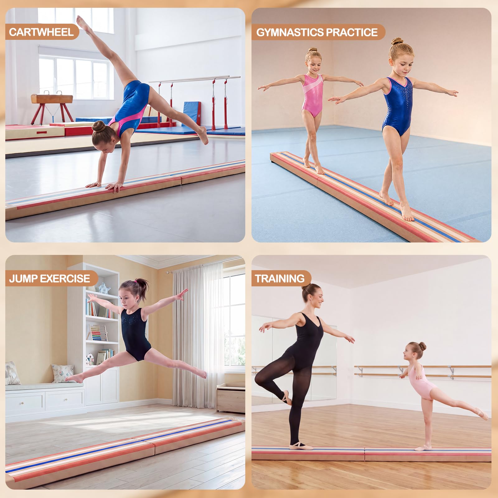 Trave di Equilibrio Pieghevole Morbida da 244 cm