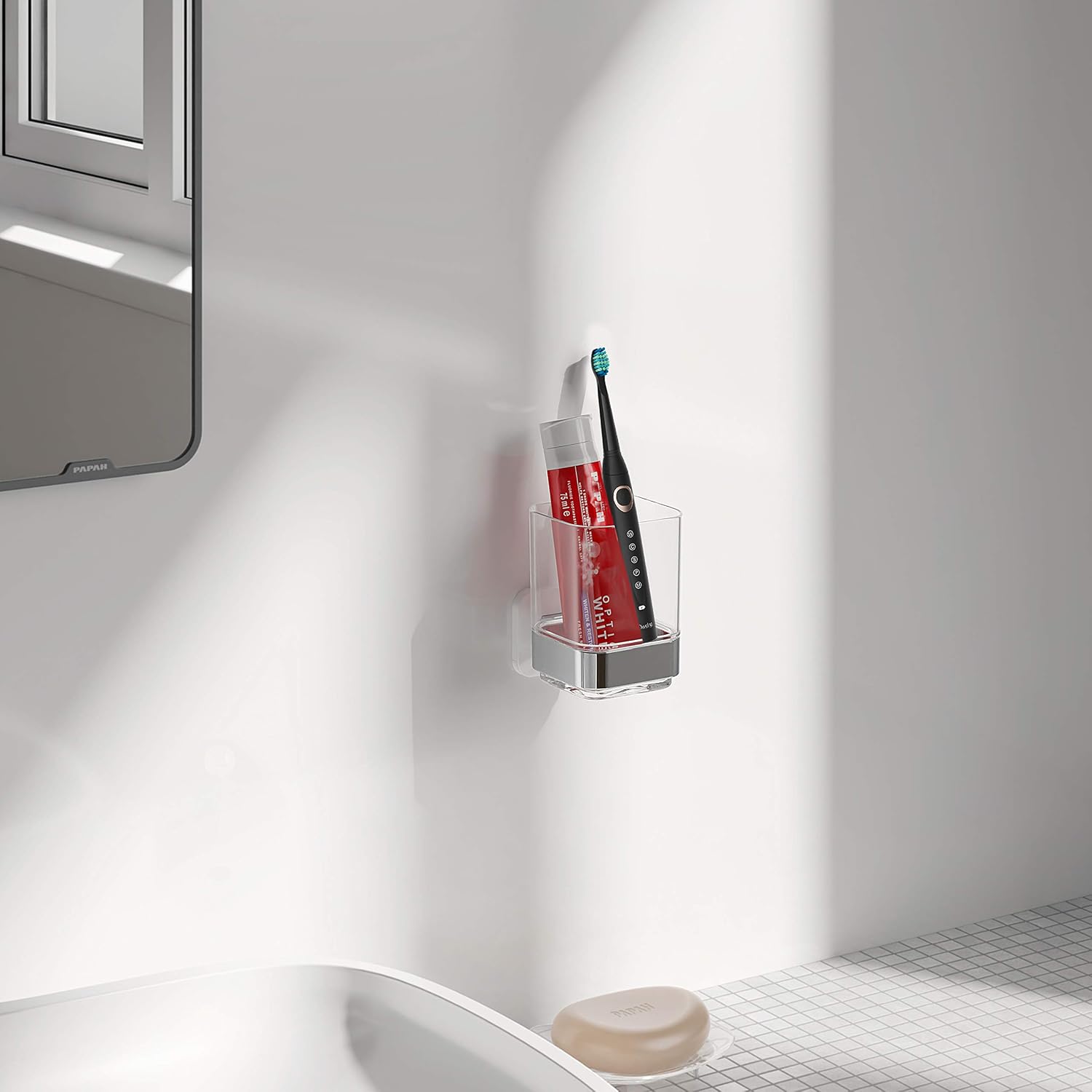 Wall-Mounted Tumbler and Toothbrush Holder, Electric Toothbrush Organizer