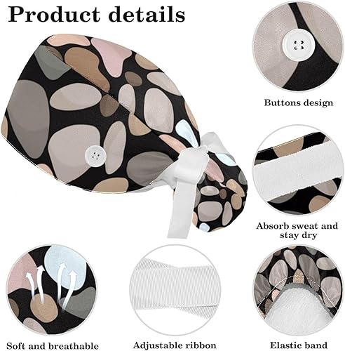 Miniatura 4 de Tropical Flowers & Pineapple Scrub Cap Women Ponytail Adjustable Tie Back Hat Surgical Hat with Bow Hair Scrunchy