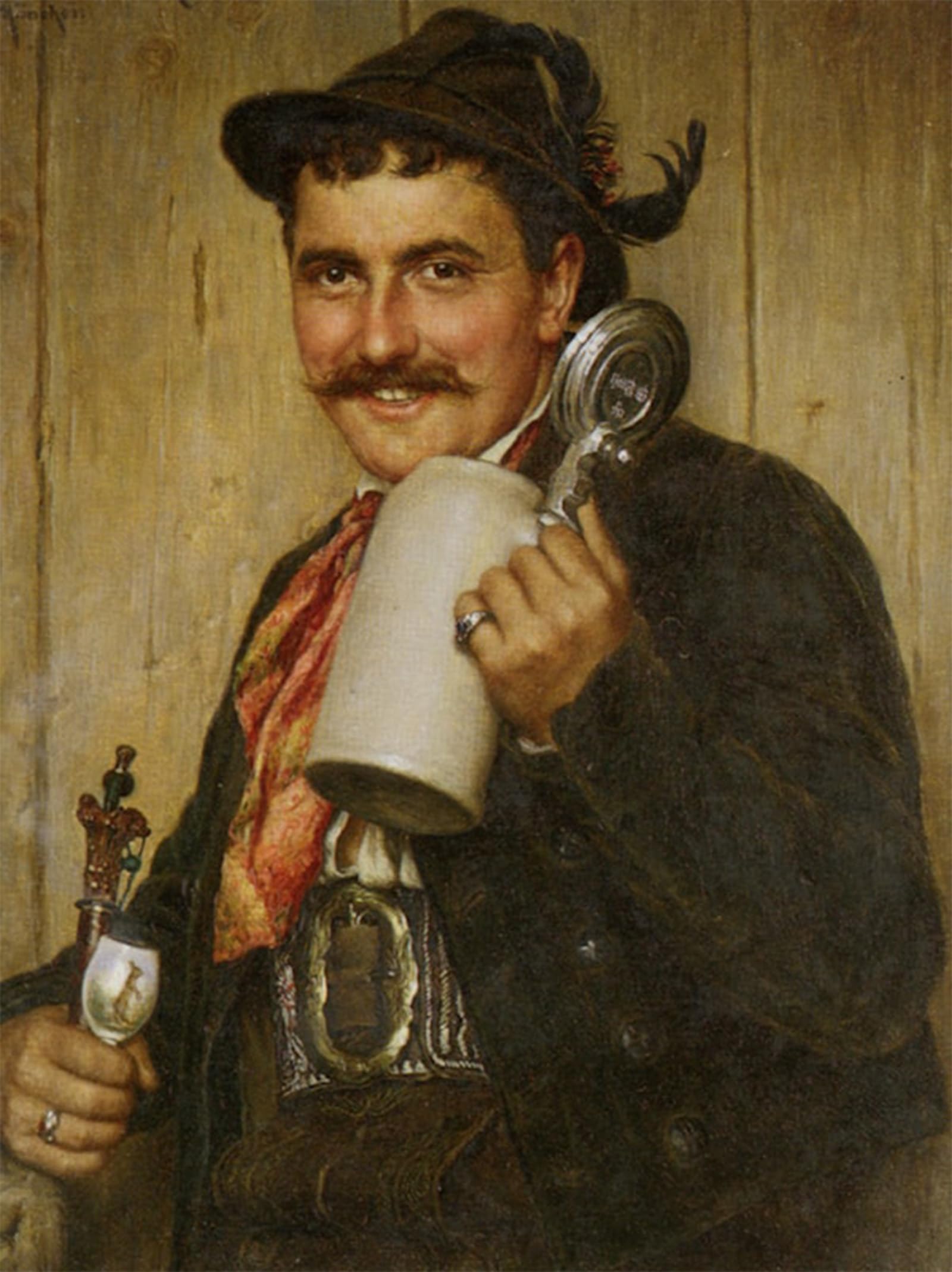 ARTXLXXBN Famous Painting Canvas Artwork Graffiti Print the Drinkers by Ernst Schmitz Portrait Canvas Image for Home Decor 60x90cm