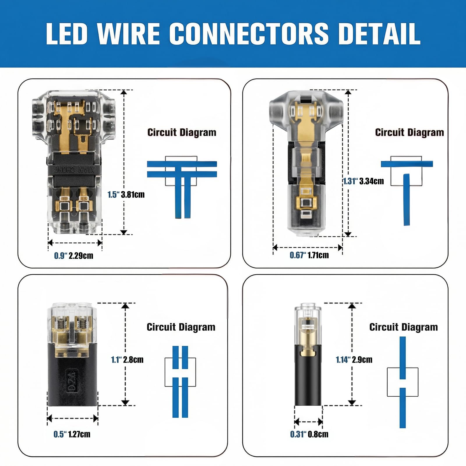 Kit de connecteur de fil 16-18 AWG, connecteur de fil en T sans soudure | Connecteur double fil rapide basse tension pour bande lumineuse LED, bricolage et réparation