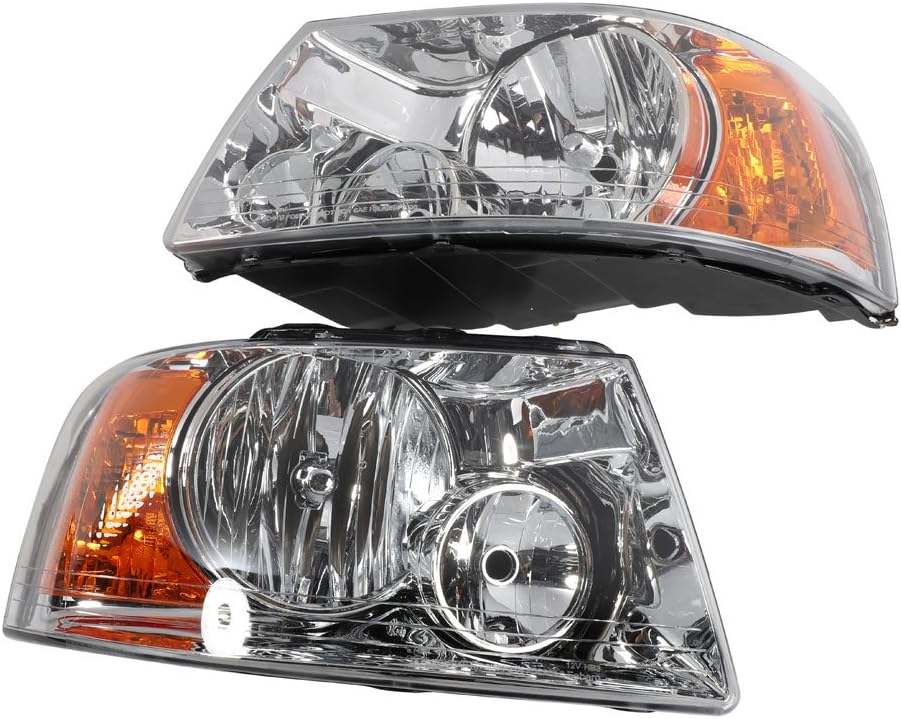2PC Driver & Passenger Headlights Headlamps Set Replacement Compatible with 2003 2004 2005 2006 ford Expedition