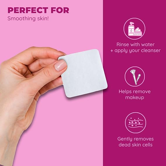 Jacent Mini Exfoliating Sponges: Square Facial Cleansing and Makeup Removal Pads, Suitable For All Skin Types