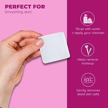 Jacent Mini Exfoliating Sponges: Square Facial Cleansing and Makeup Removal Pads, Suitable For All Skin Types