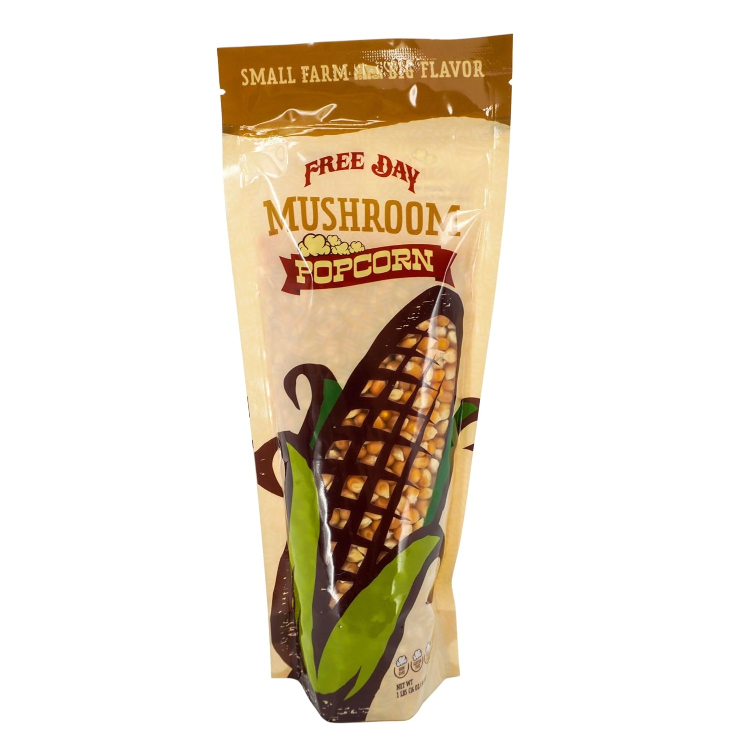 Mushroom Un-Popped Popcorn Kernels | Pack of 3 | 1 lb | Non-GMO & Naturally Gluten Free | Free Day Popcorn