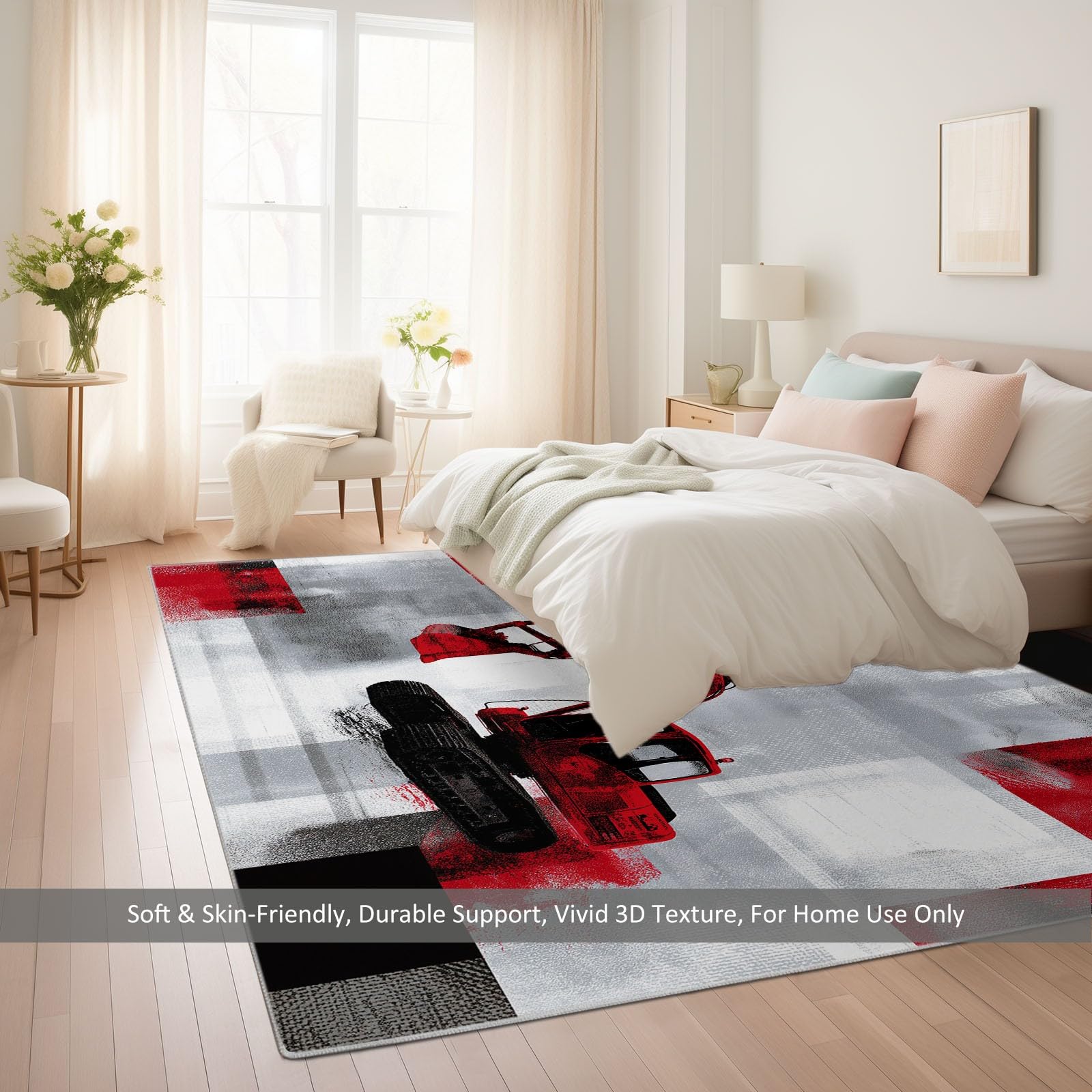 Generico Tappeto Salotto 80 x 150cm Morbido Tappeto Scendiletto Camera da Letto Veicoli da costruzione stile industriale Tappeti Lavabili per Salotto Cameretta Bambino Ufficio Ingresso