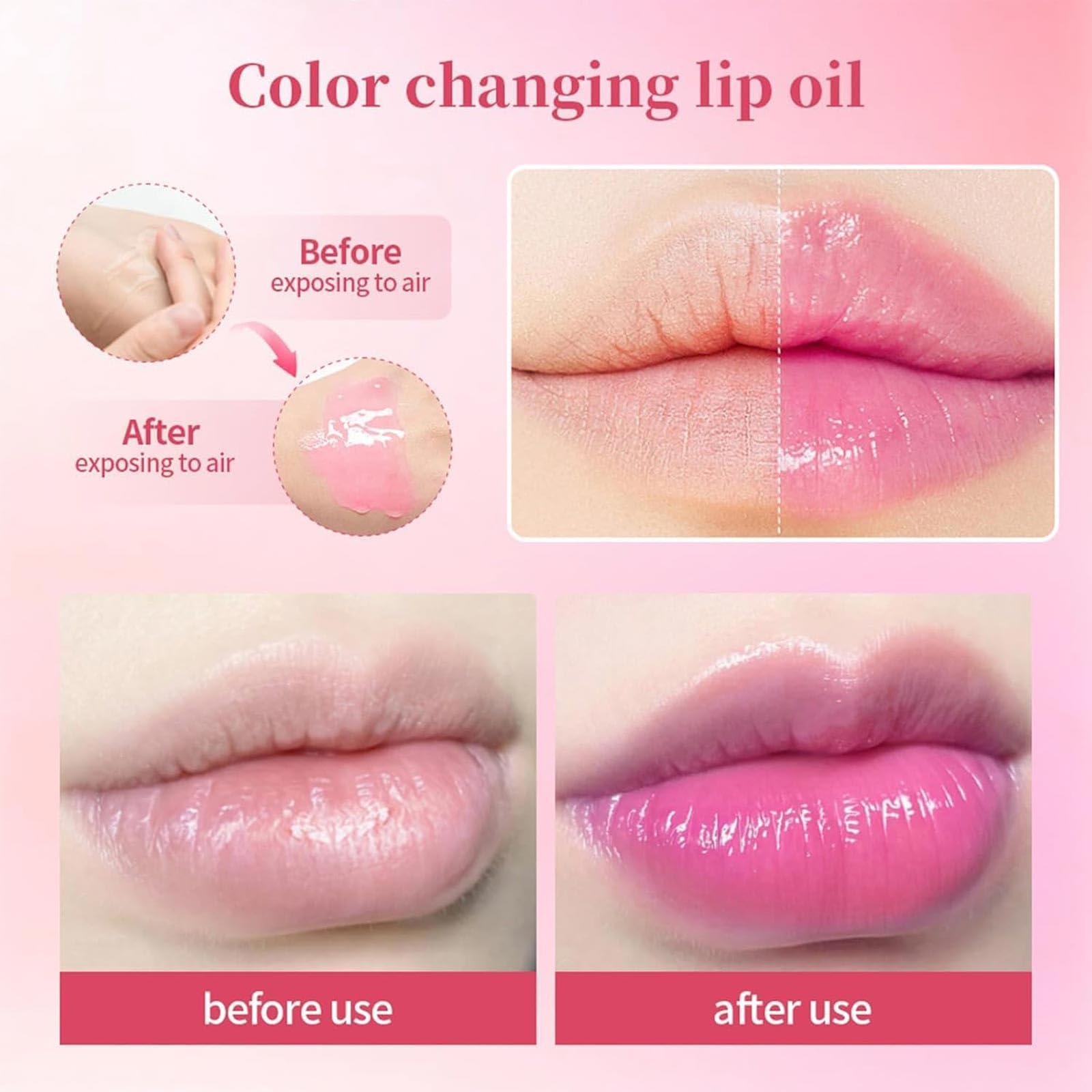 2Pack Pink Lip Serum Plumper, Color Changing Lip Gloss, Pink Lip Serum Plump Gorgeous Glow of Lips - Image 3