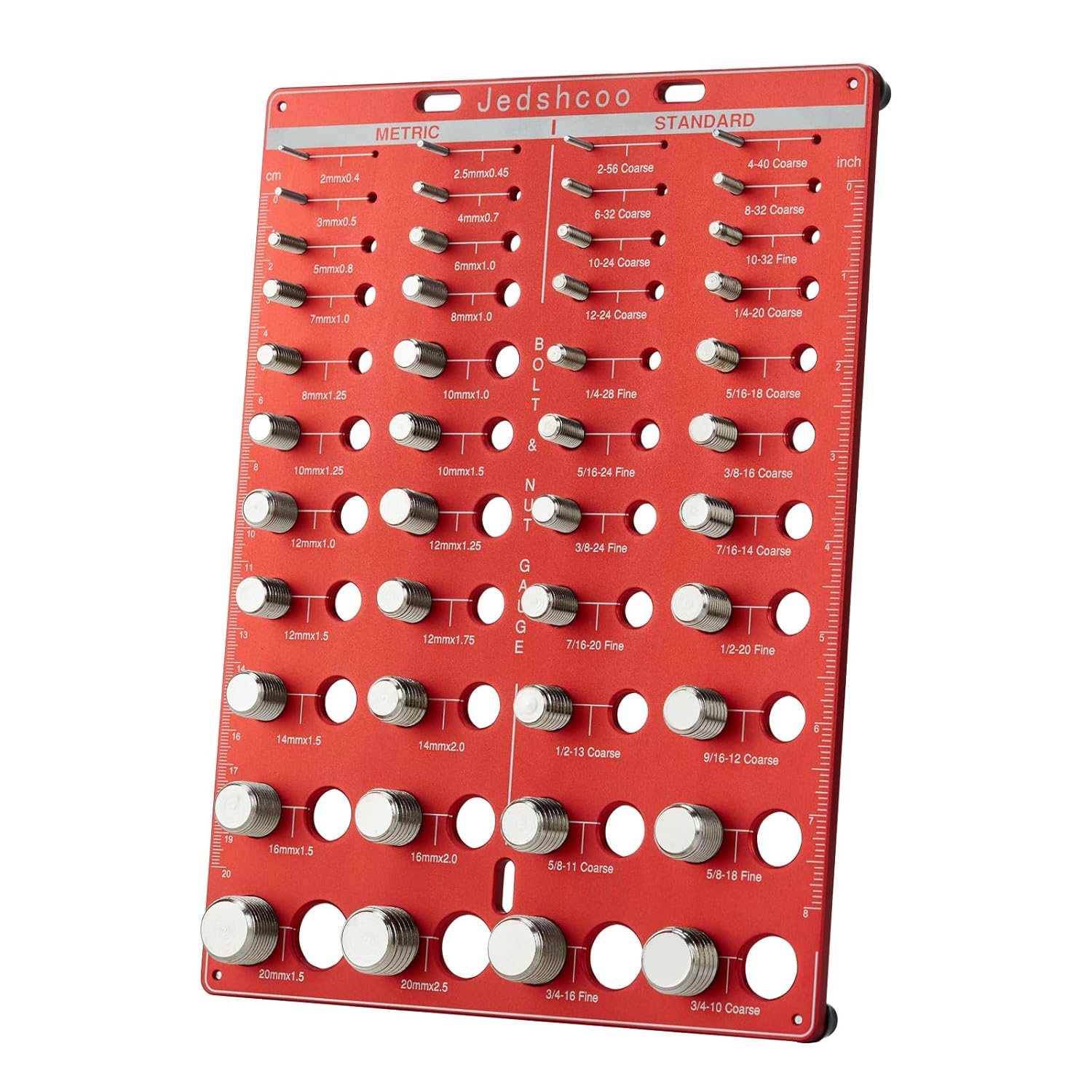 Thread Checker with Optimised Spacing, 44 Nut and Bolt Thread Checker, Bolt Size Finder with 22 Standard & 22 Metric Sizes, Thread Gauge SAE and Metric