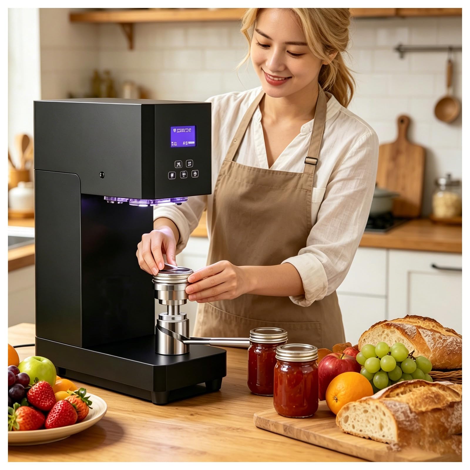 Automatic Jar Vacuum Sealer, 370w Can & Cup Sealer Machine Black