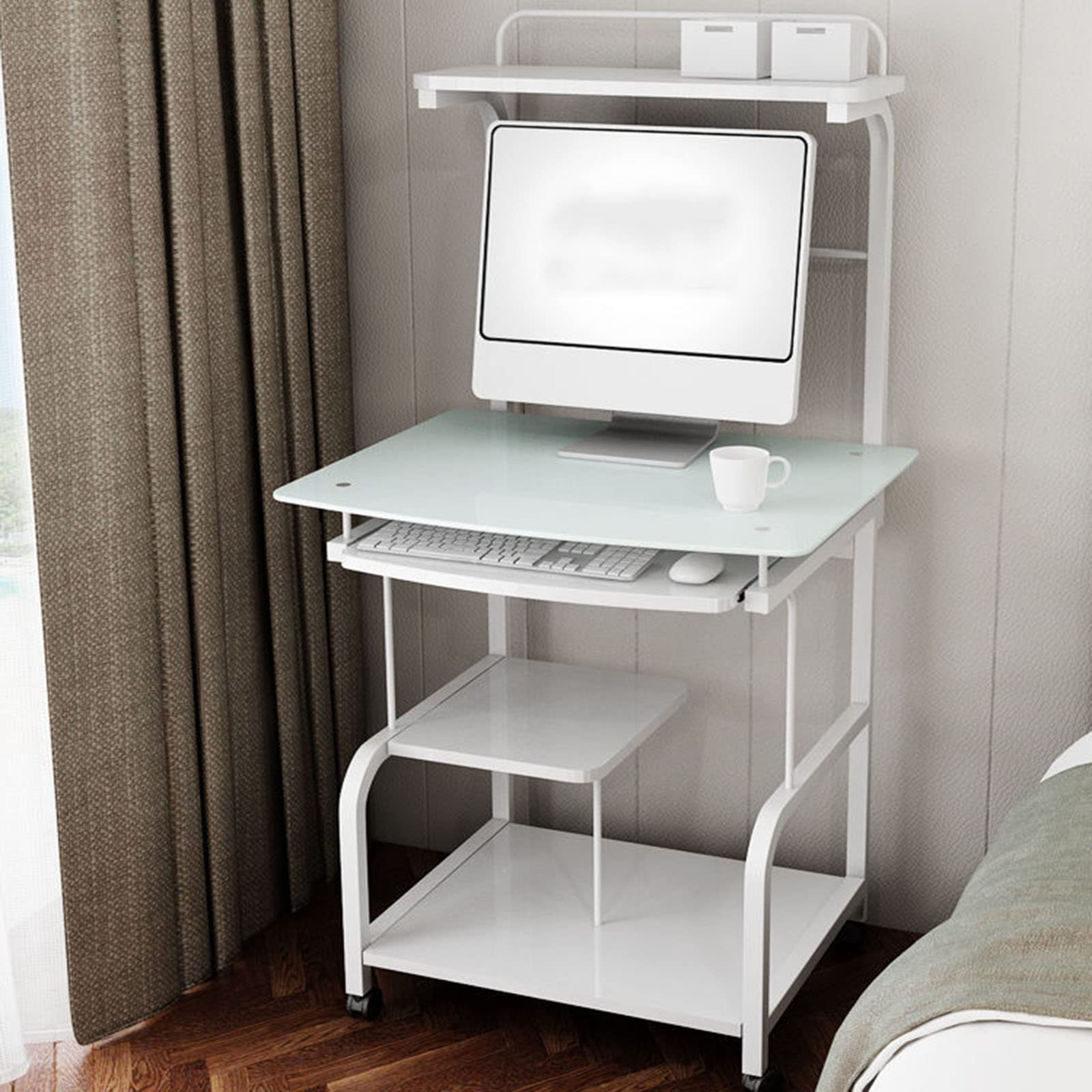 ASerZenith Removable Computer Desk, Simple Bedside Writing Desk Desk With Wheels,Portable Work Writing Study Desk For Study,White-80 * 48Cm